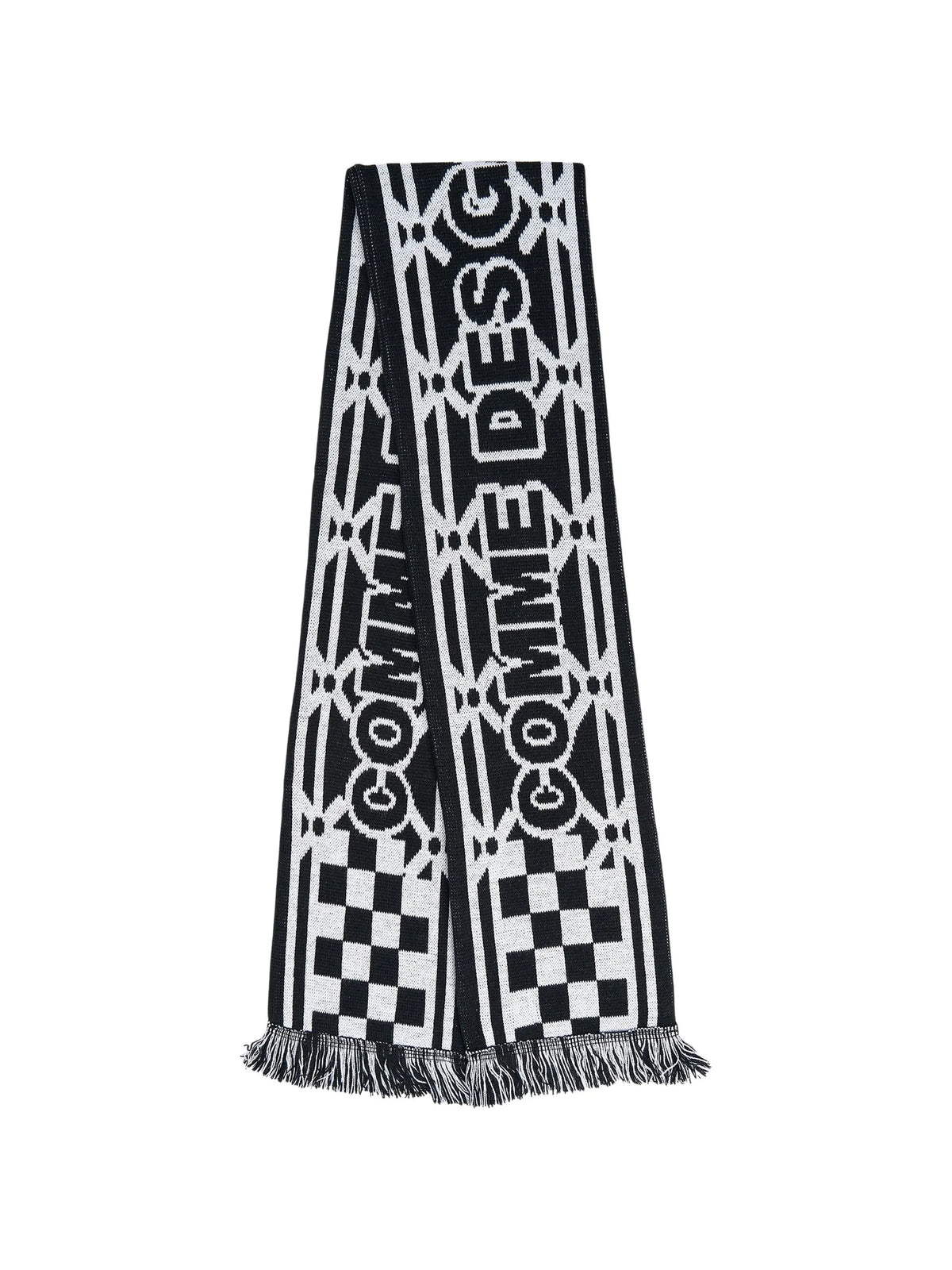logo-intarsia fringed scarf