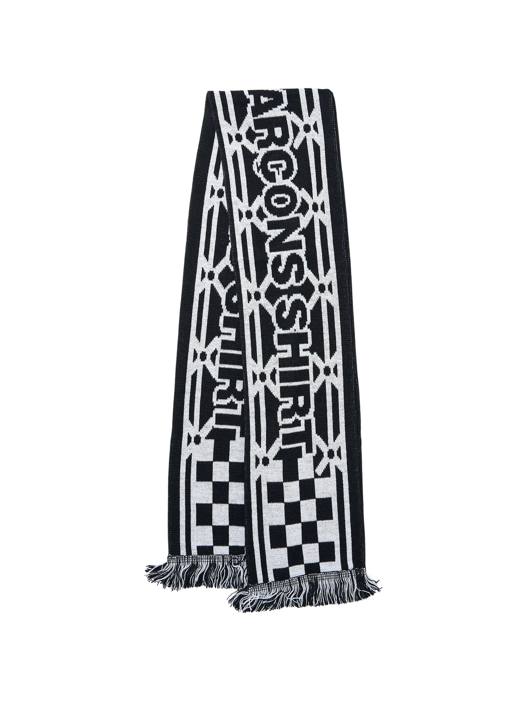 logo-intarsia fringed scarf