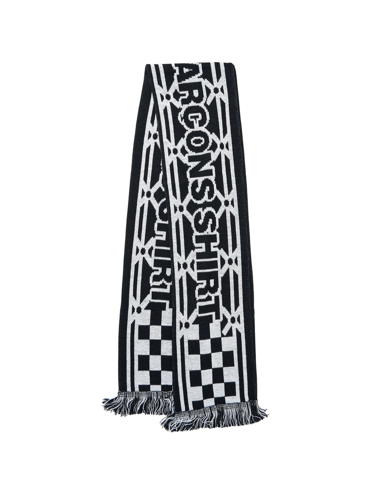 logo-intarsia fringed scarf