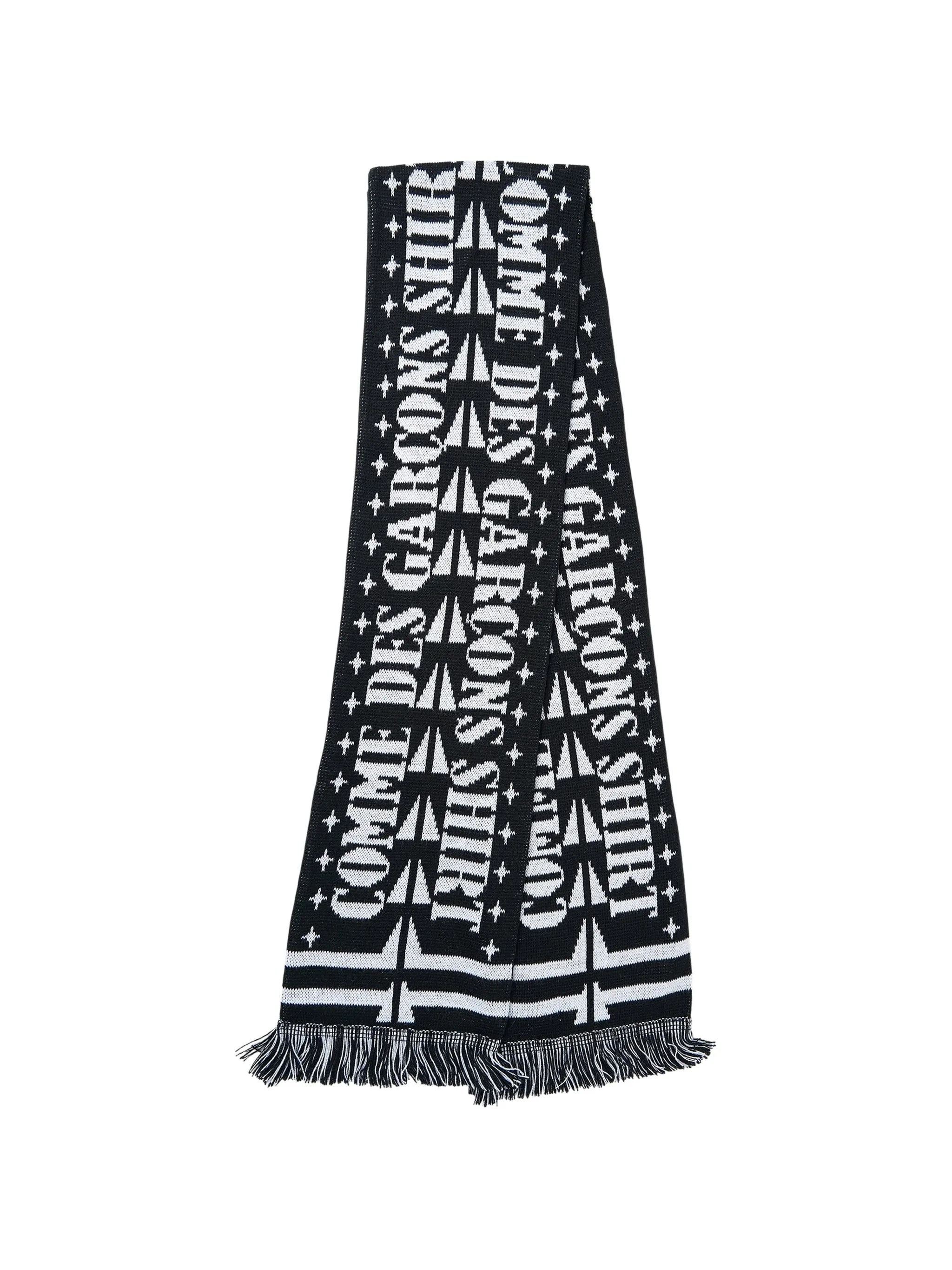 logo-intarsia fringed scarf