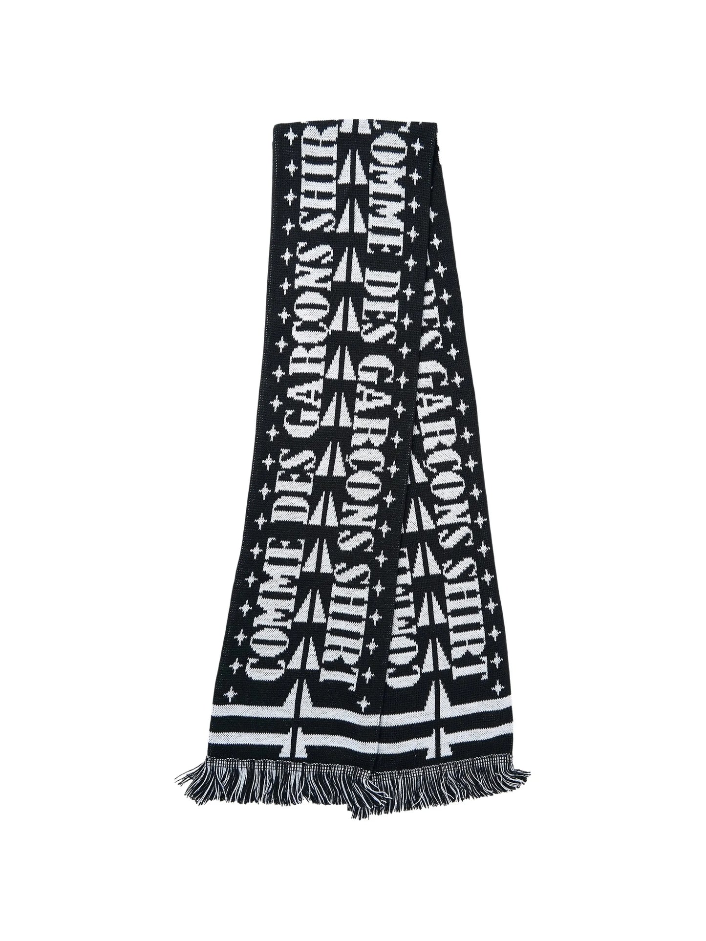 logo-intarsia fringed scarf