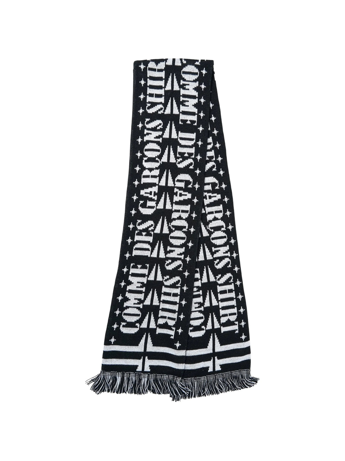 logo-intarsia fringed scarf