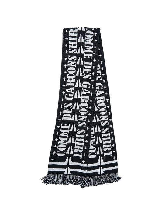 logo-intarsia fringed scarf