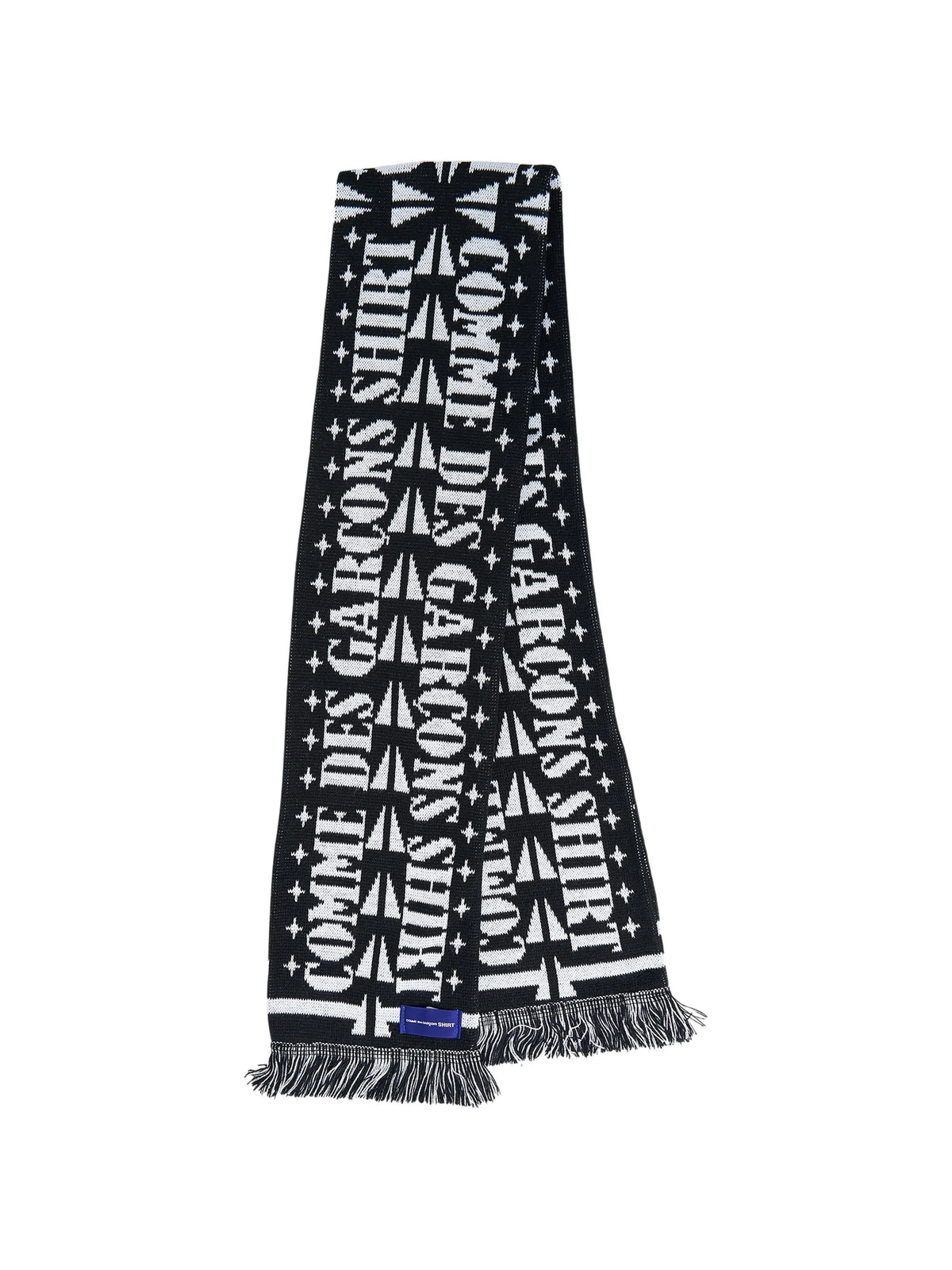 logo-intarsia fringed scarf