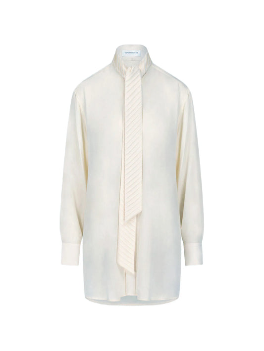 pleated scarf-detail blouse