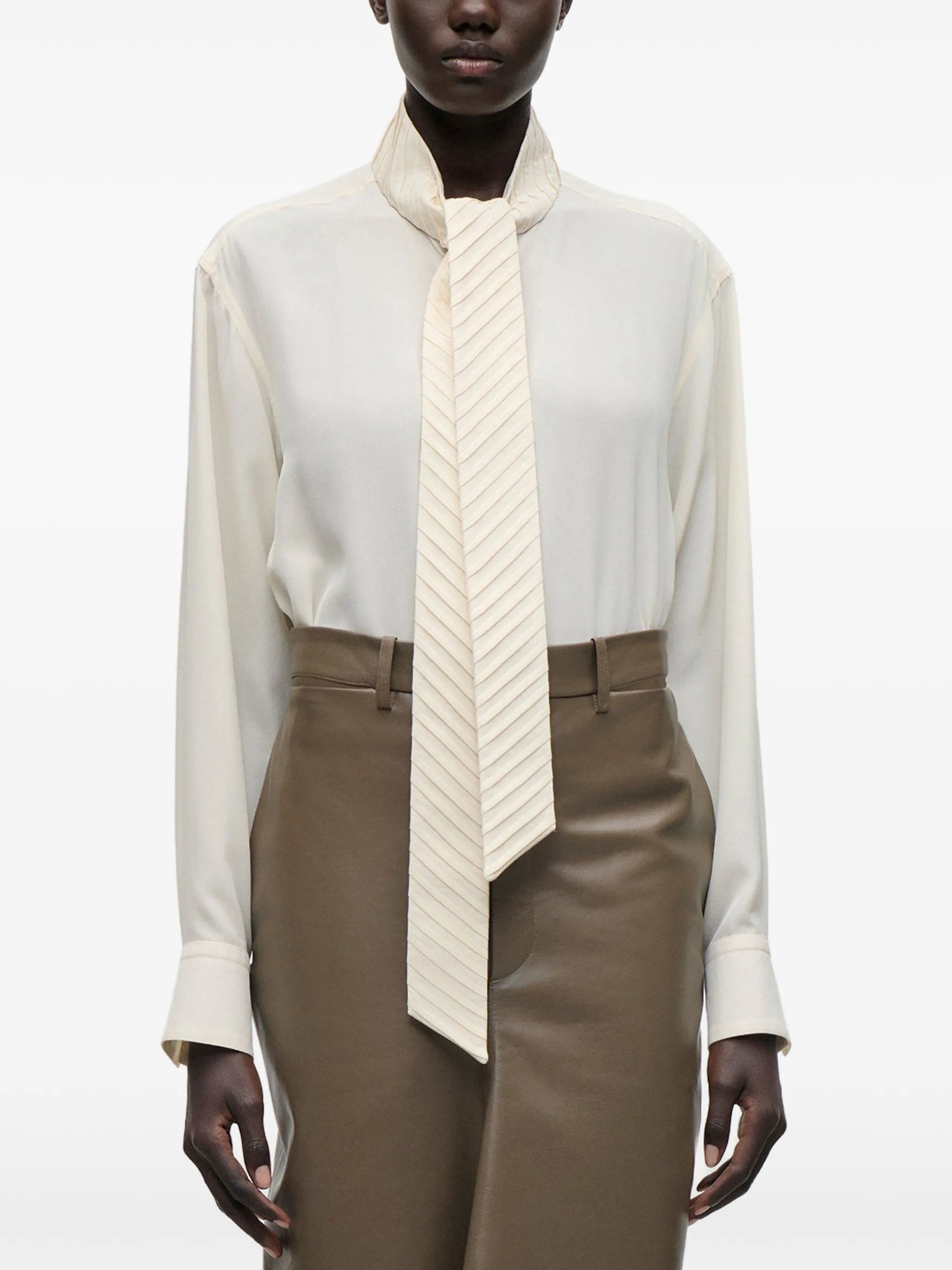 pleated scarf-detail blouse