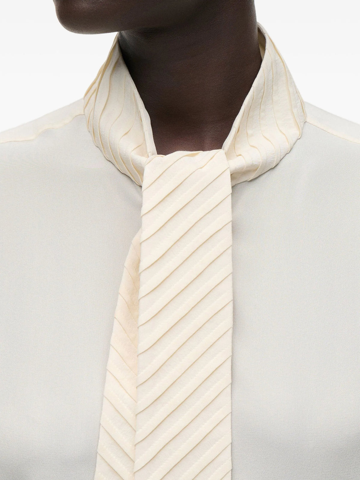 pleated scarf-detail blouse