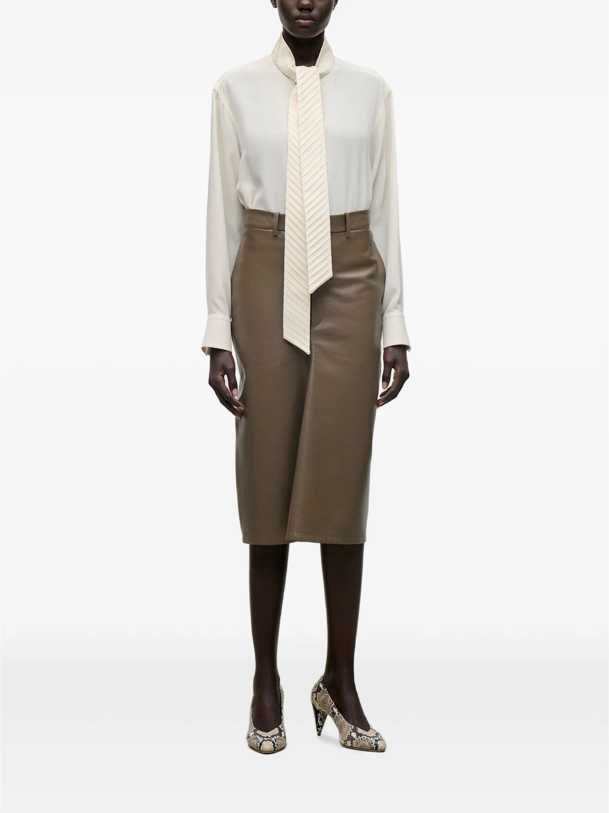 pleated scarf-detail blouse