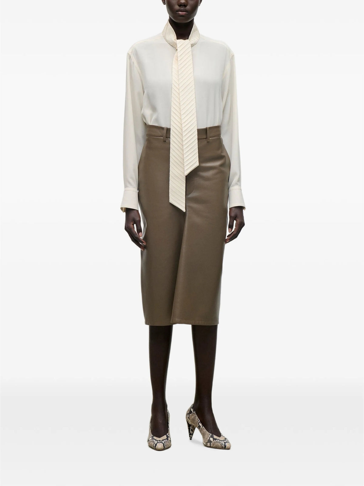 pleated scarf-detail blouse