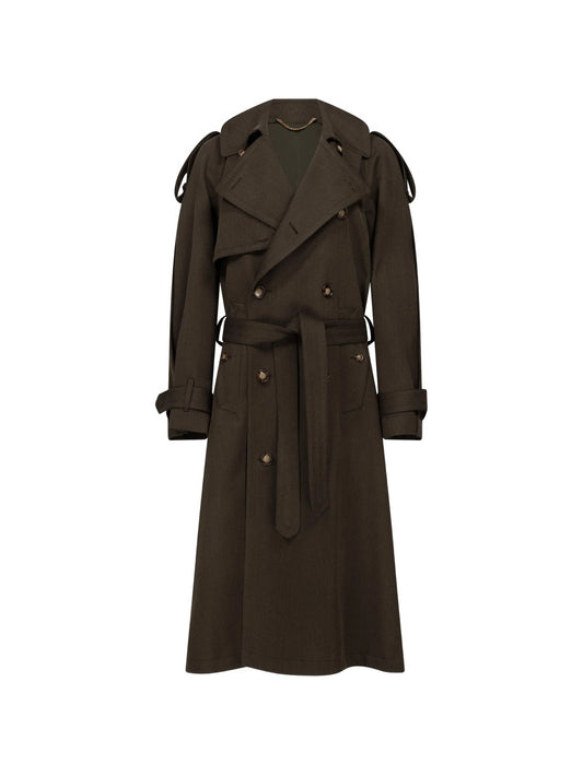 double-breasted belted trench coat