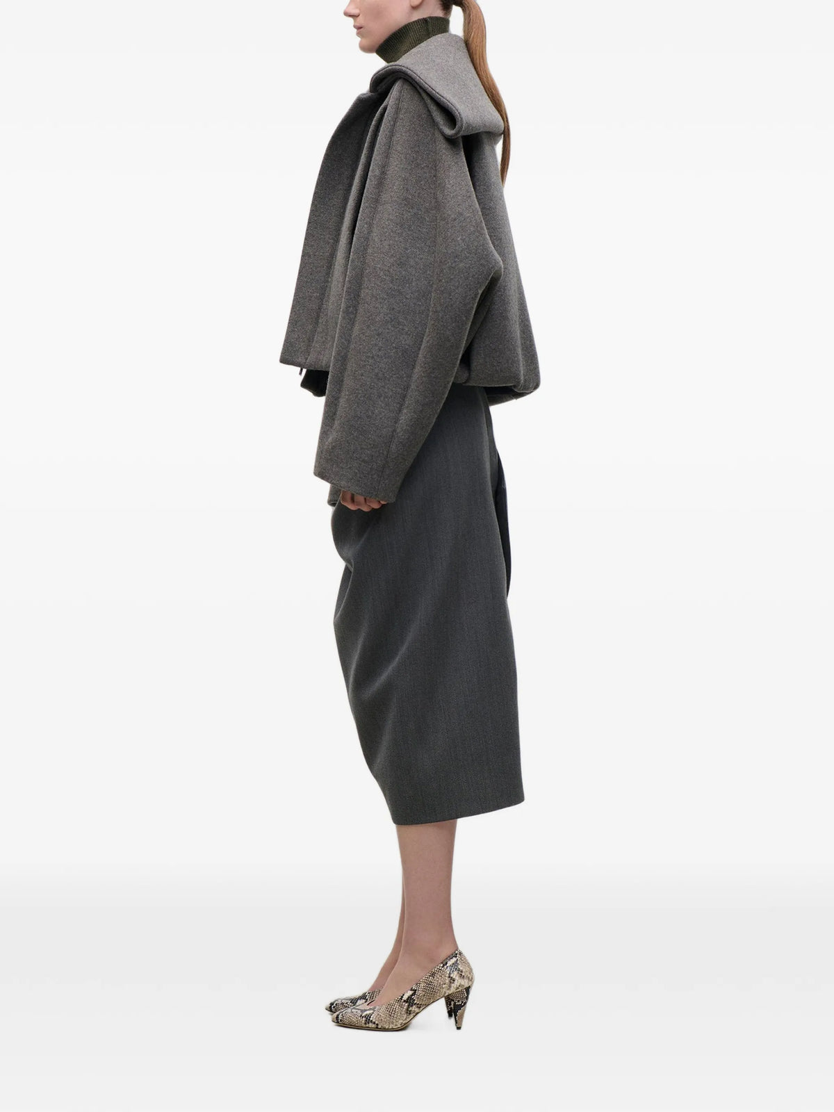 folded collar bomber jacket in grey