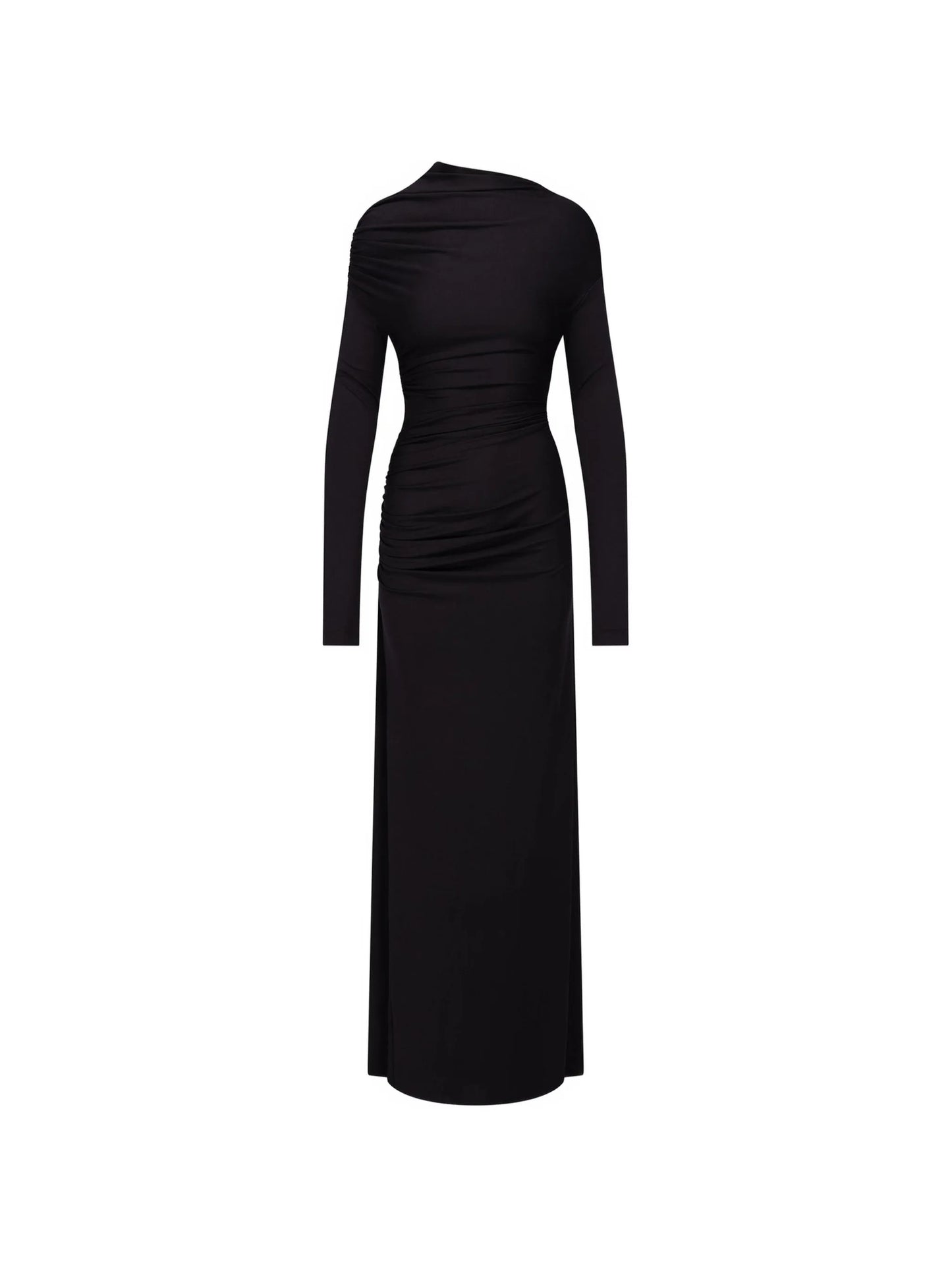 ruched long-sleeve maxi dress