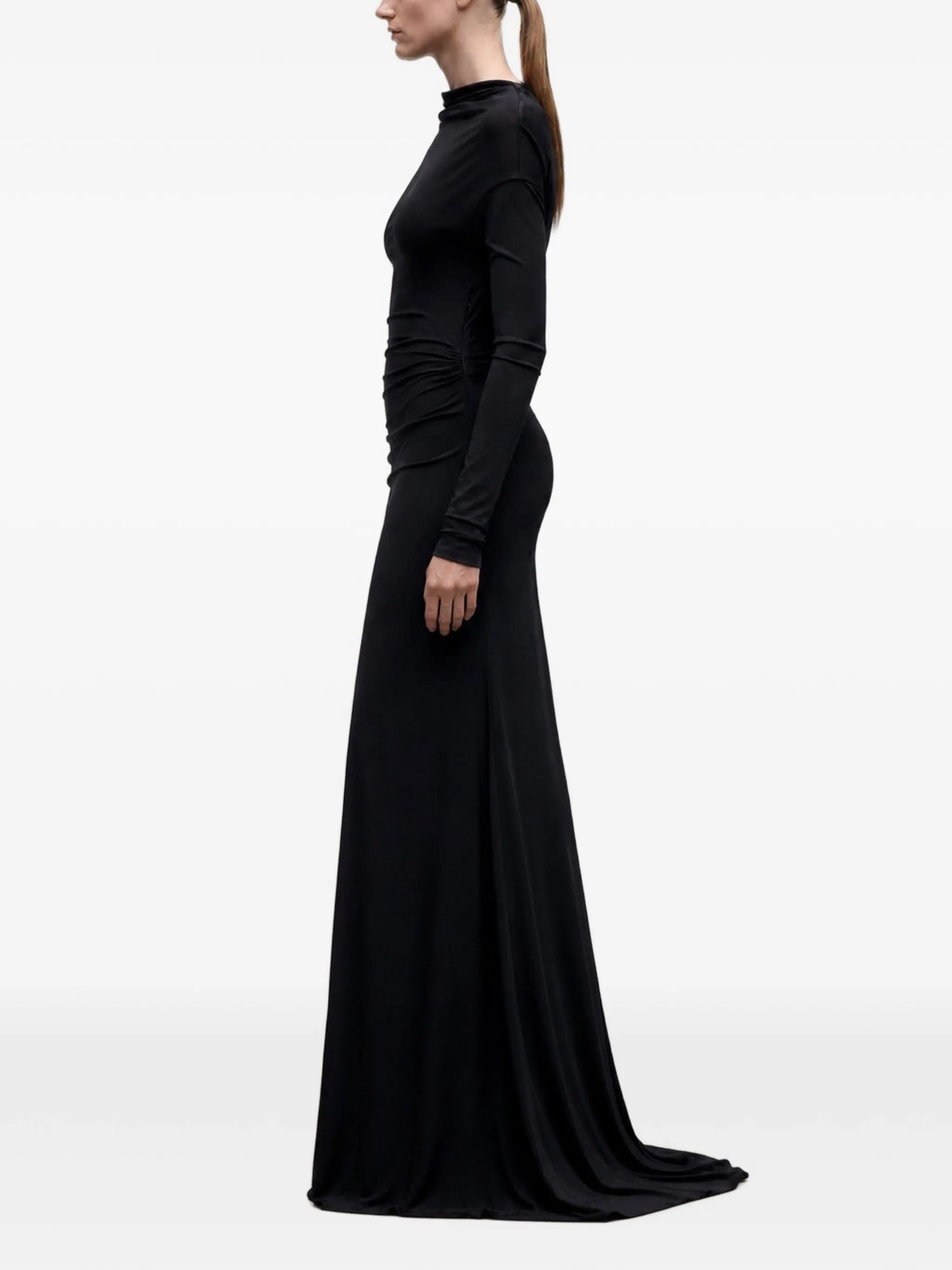 ruched long-sleeve maxi dress
