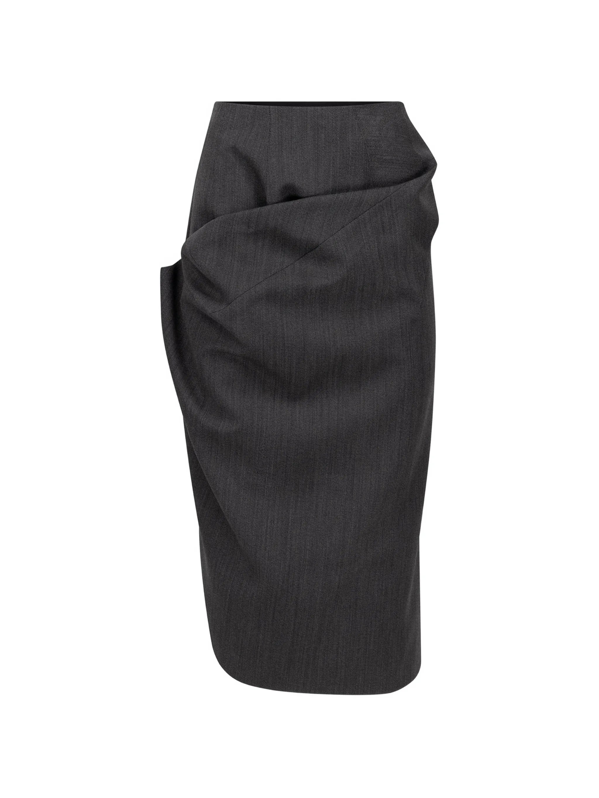asymmetric draped midi skirt
