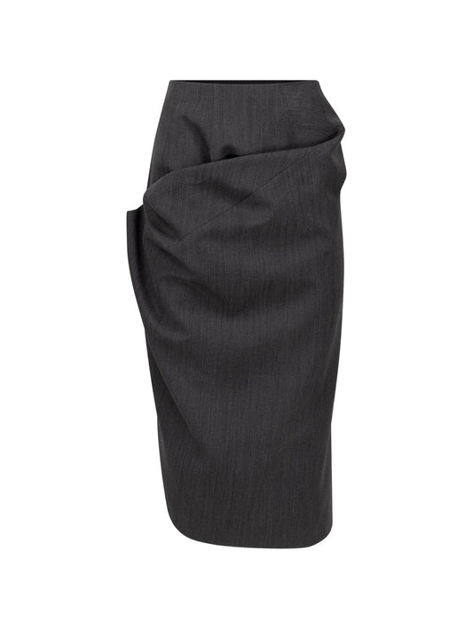 asymmetric draped midi skirt