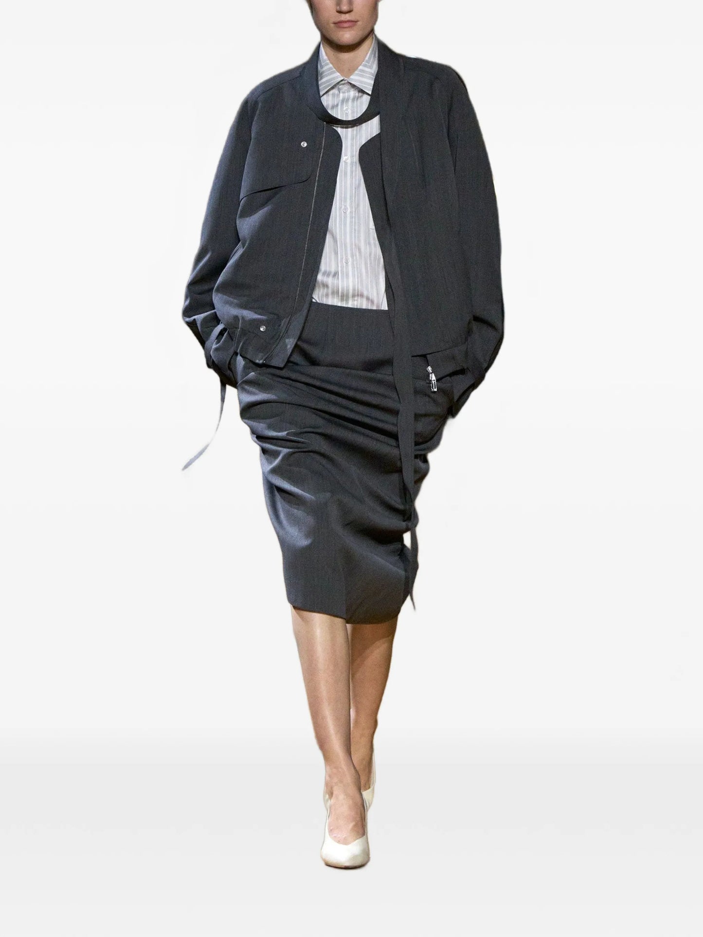 asymmetric draped midi skirt