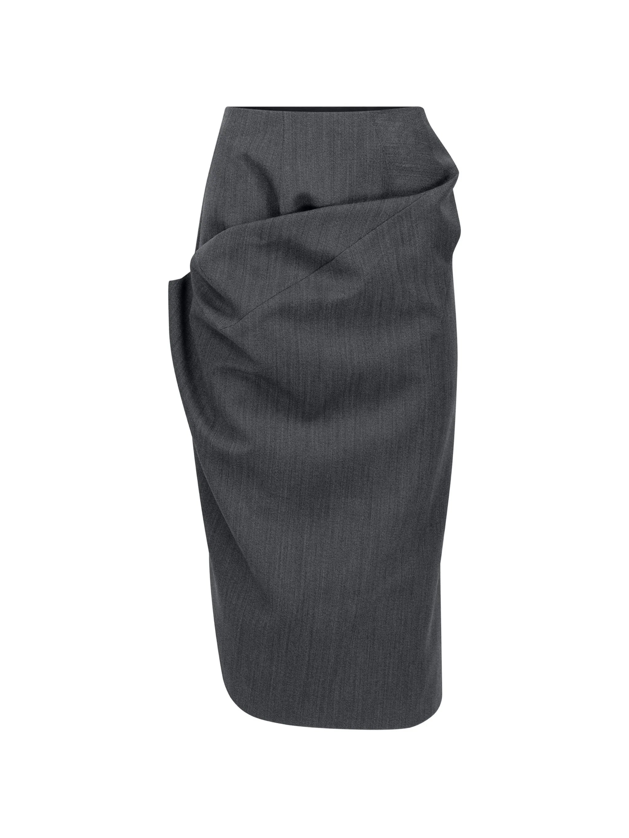 asymmetric draped midi skirt