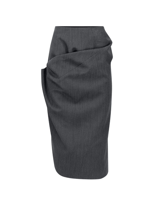 asymmetric draped midi skirt