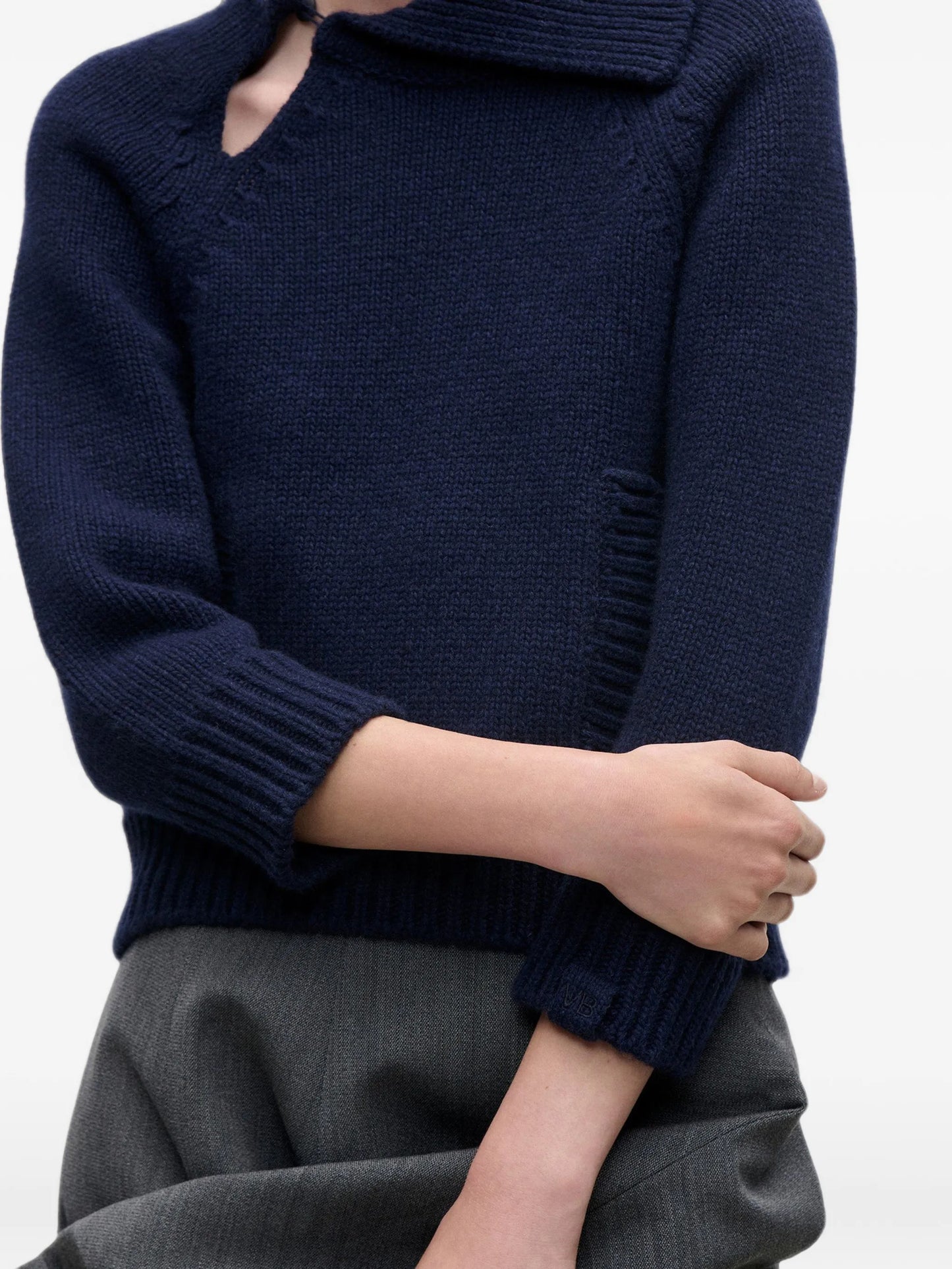 asymmetric collar sweater