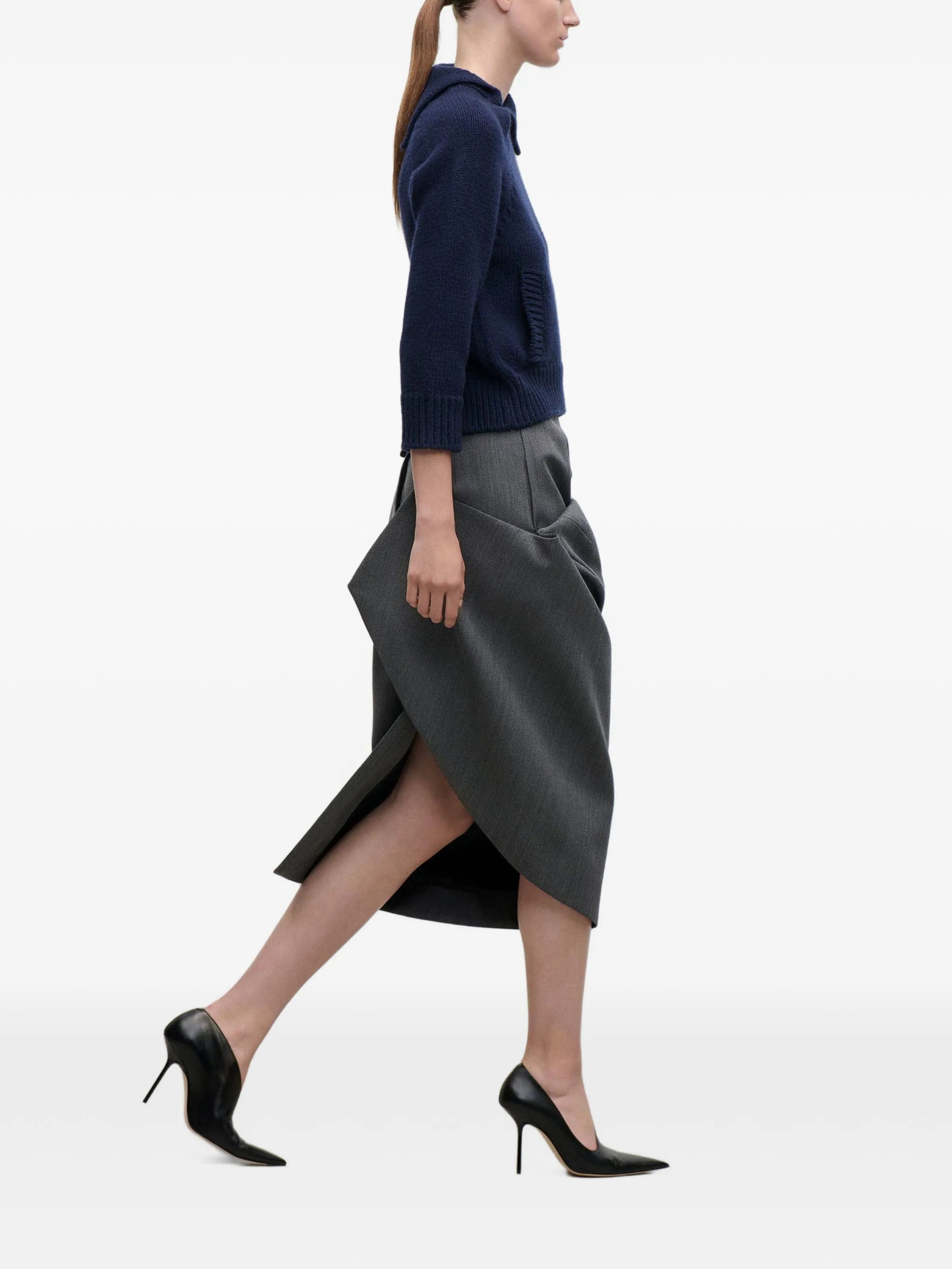 asymmetric collar sweater