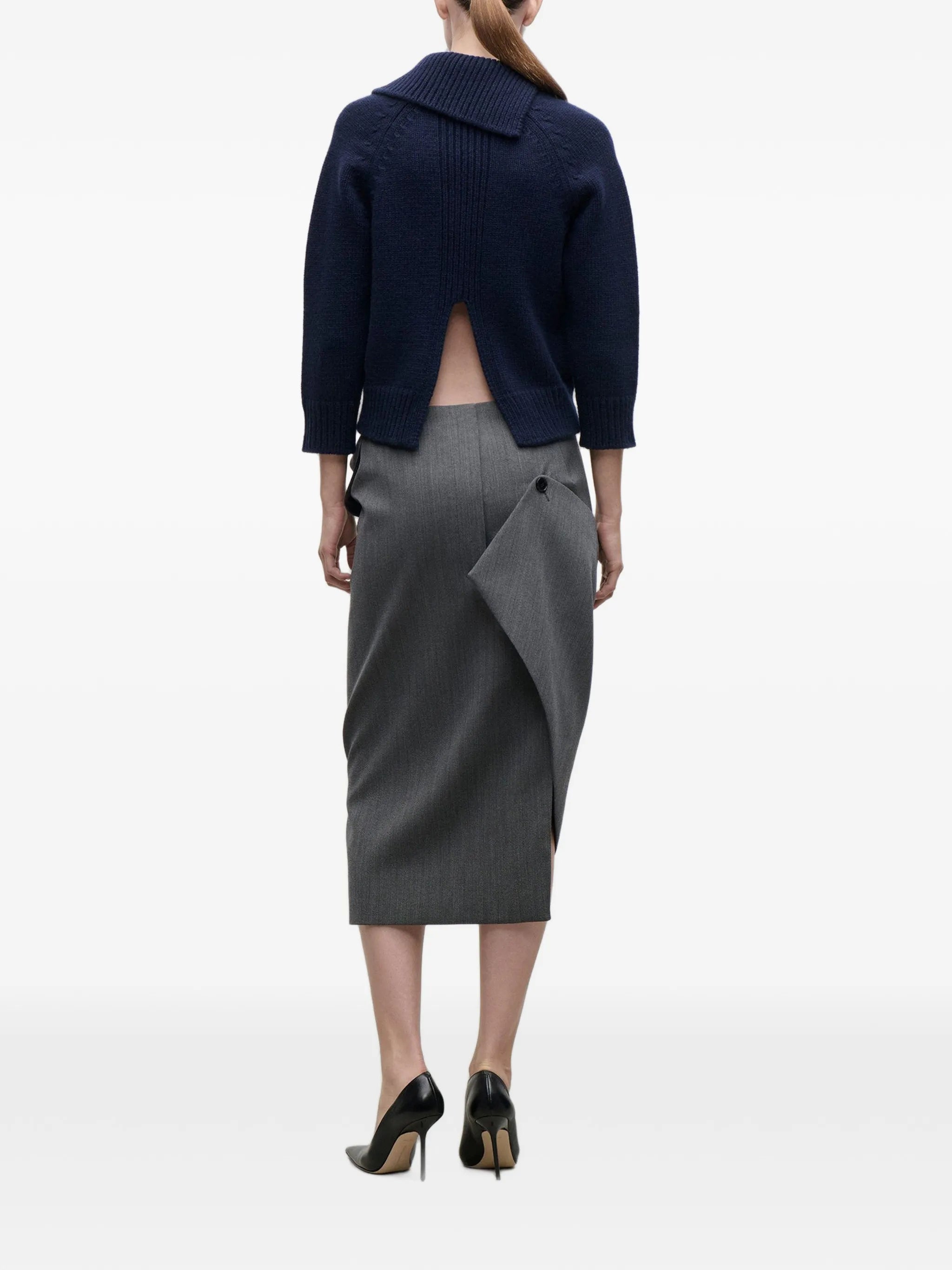 asymmetric collar sweater