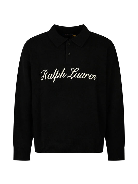 logo-embroidered polo-collar sweater