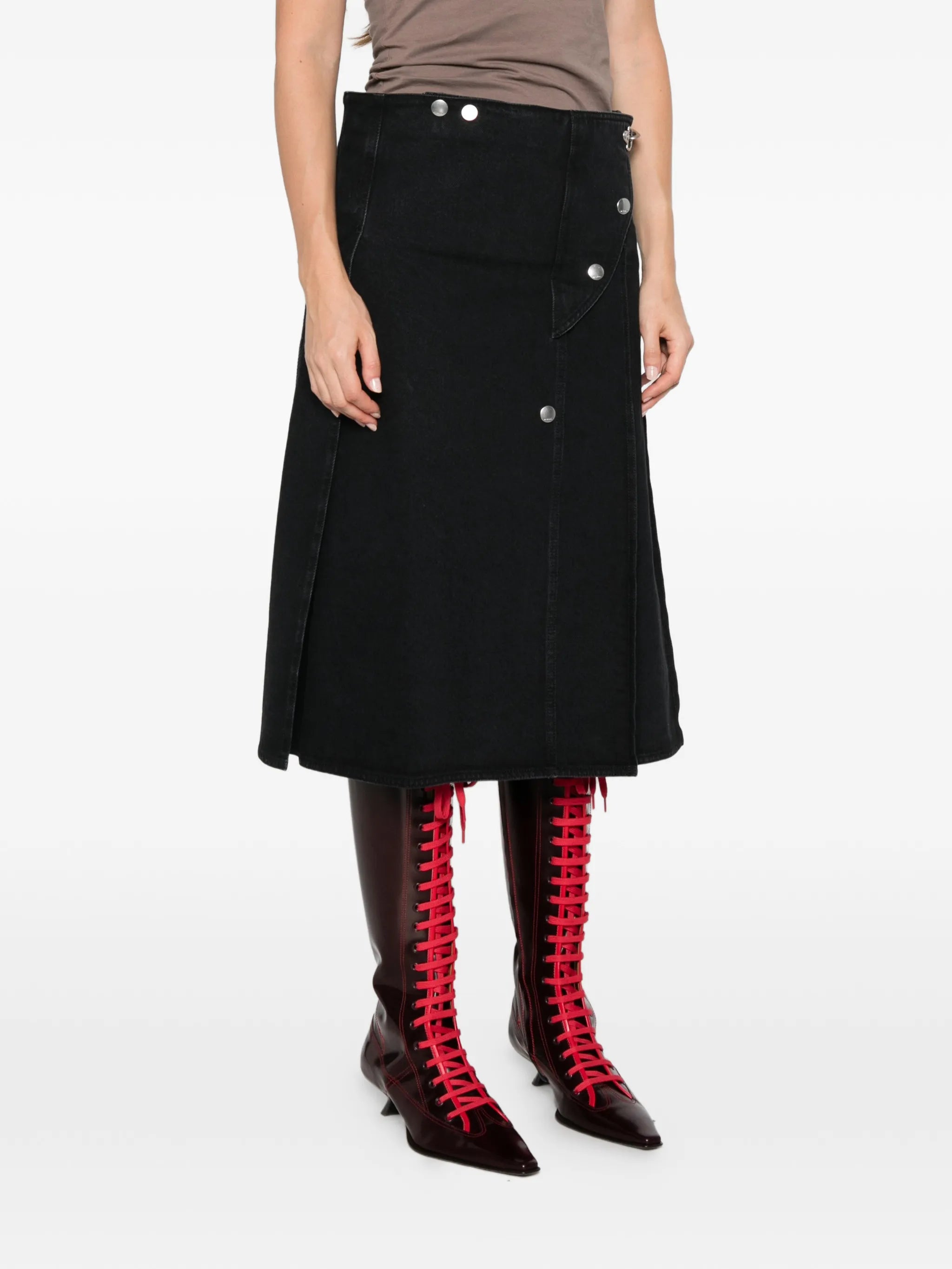 pleated-wrap midi skirt