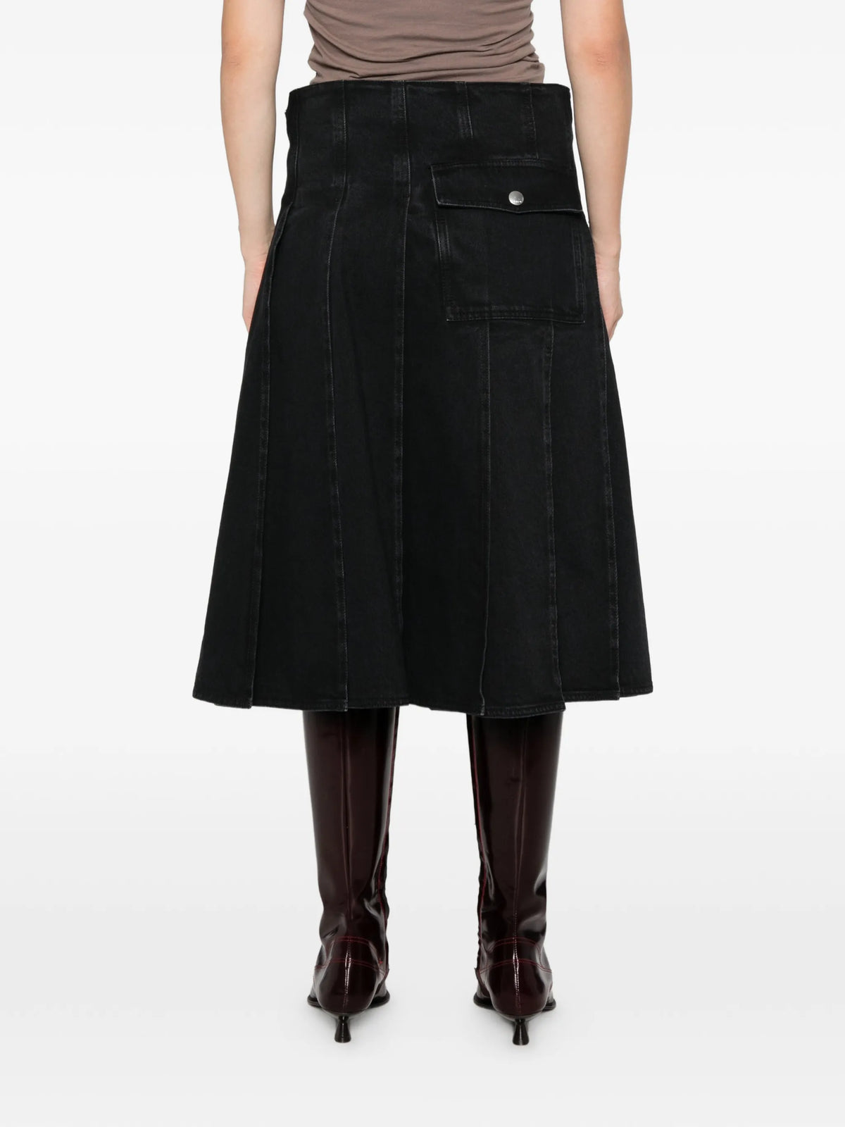 pleated-wrap midi skirt