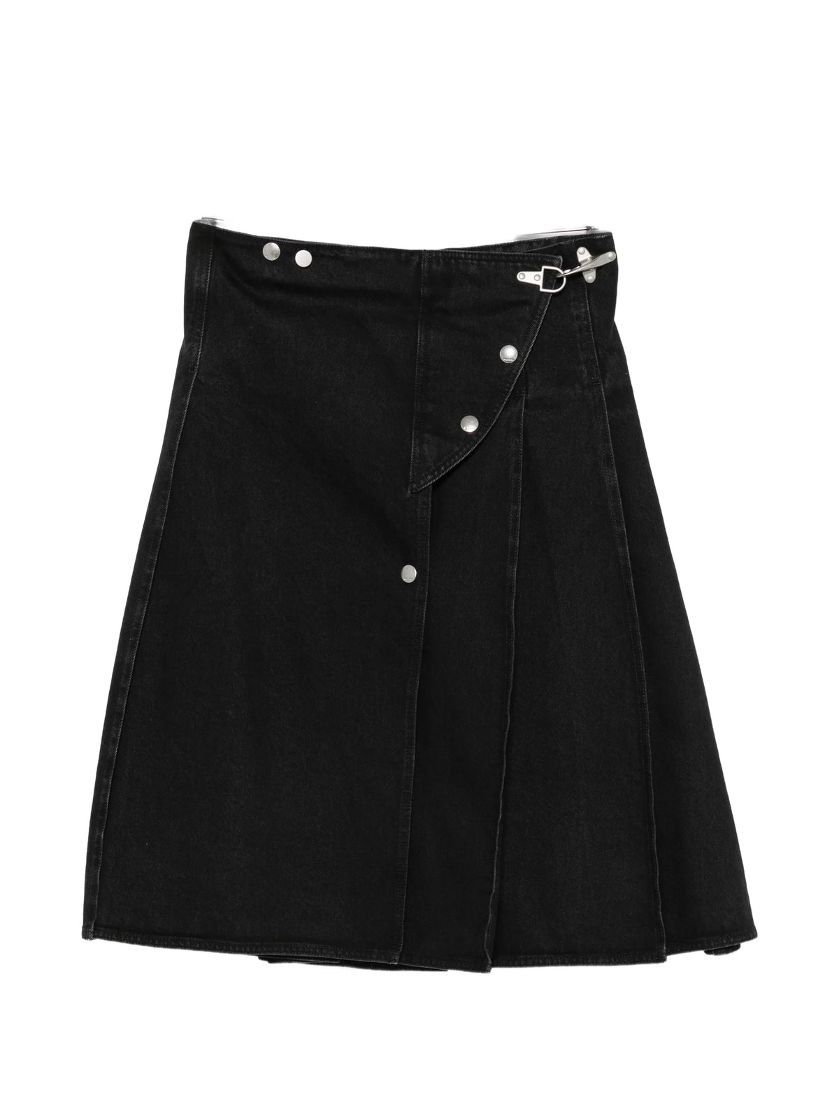 pleated-wrap midi skirt