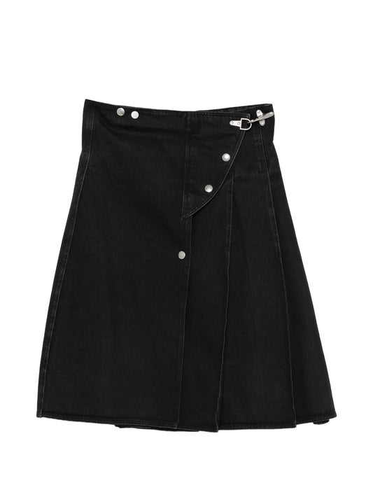 pleated-wrap midi skirt