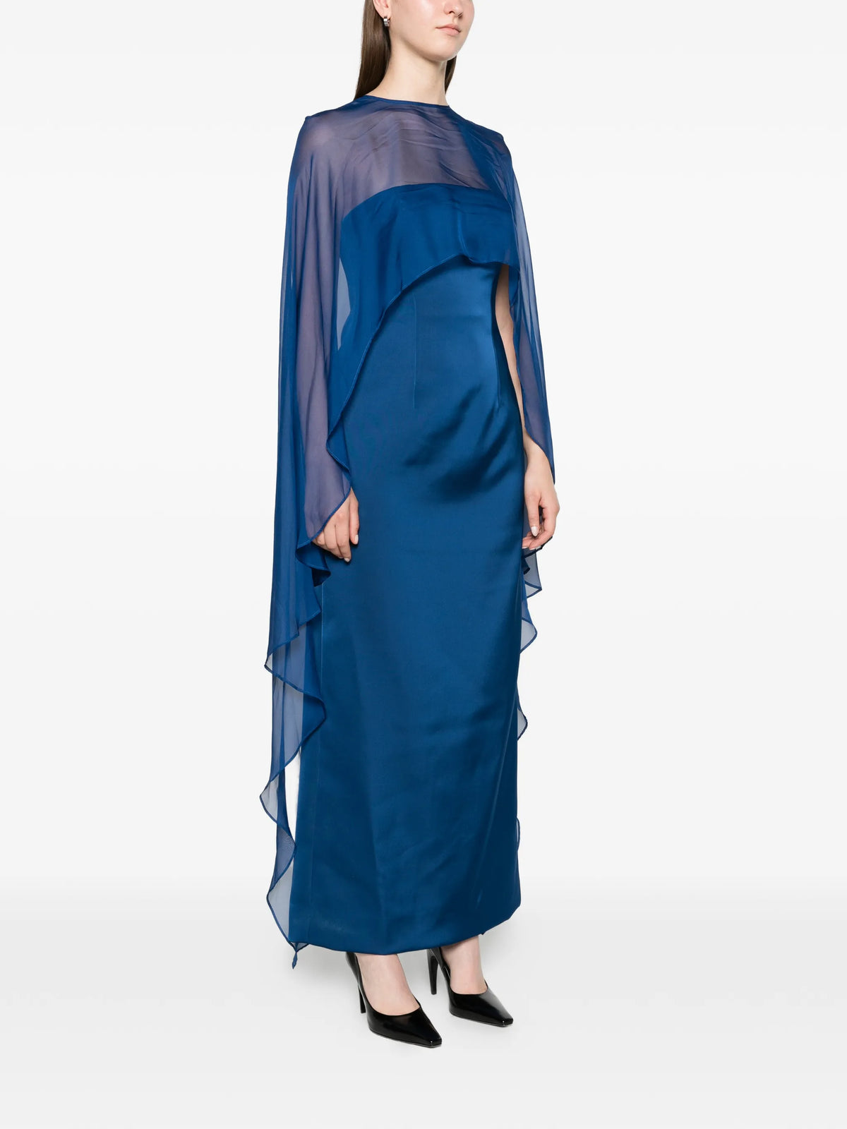 Fiora organza cape gown