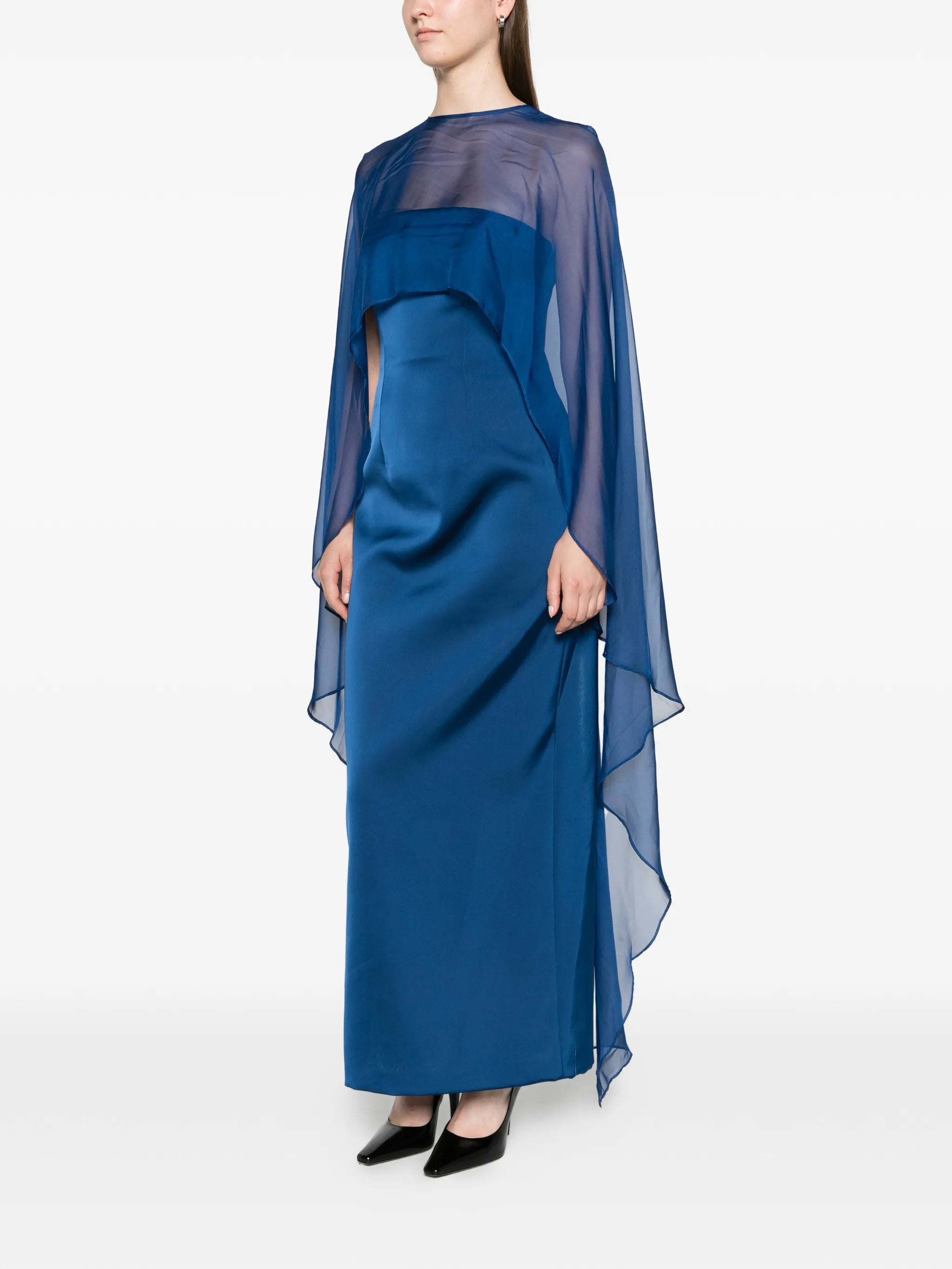 Fiora organza cape gown
