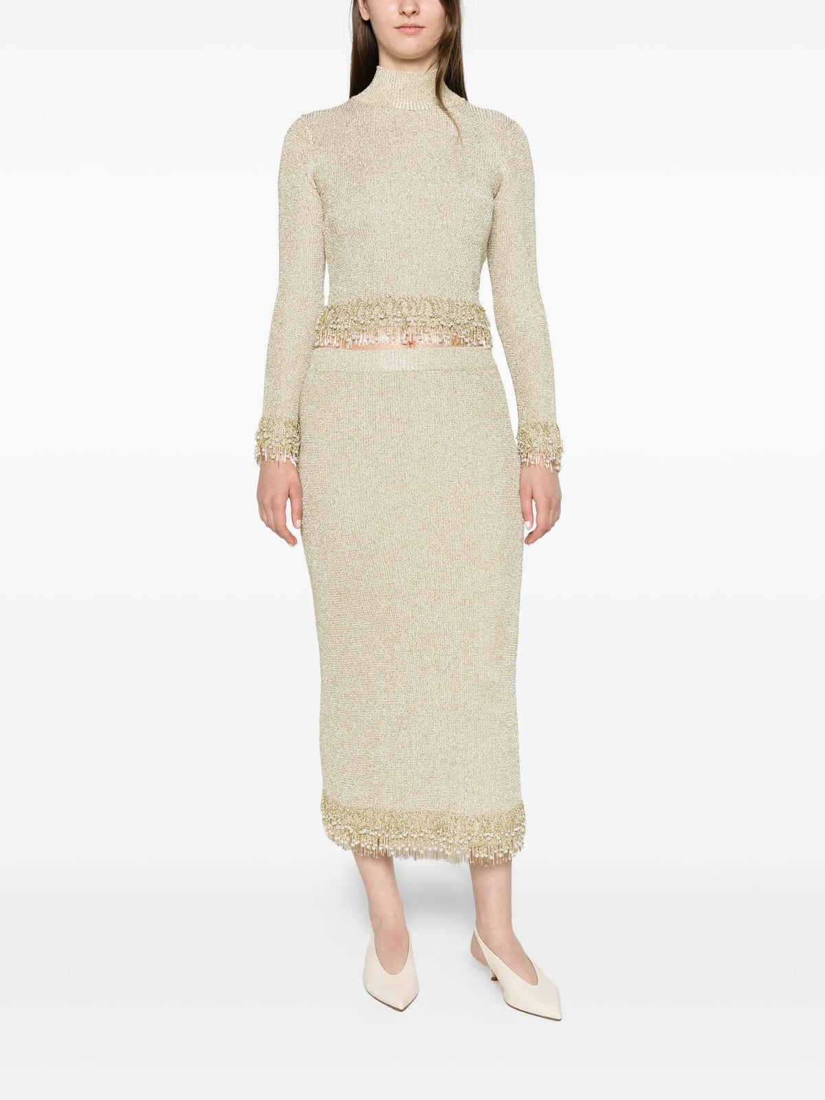 Zeni pearl fringe skirt