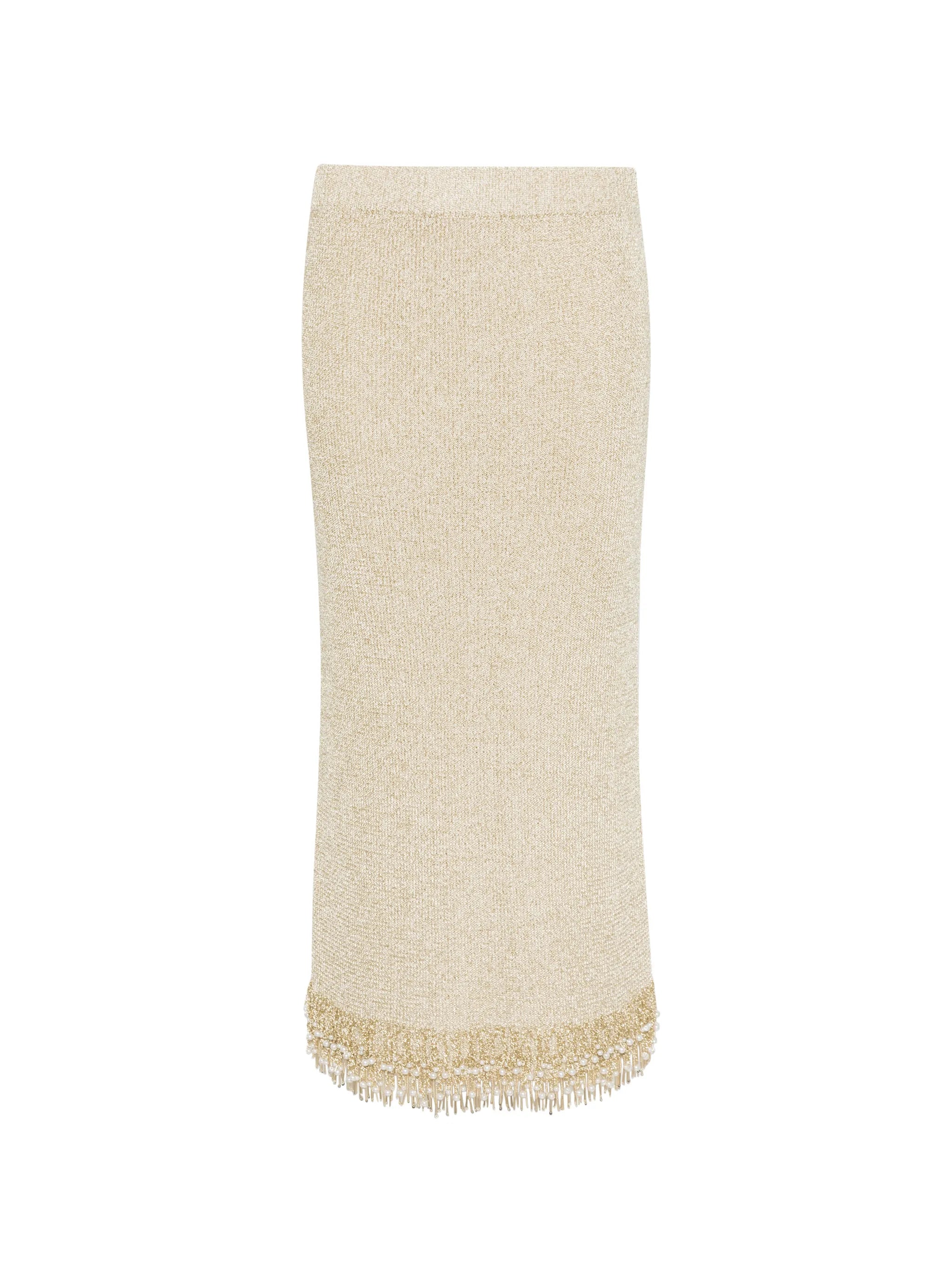Zeni pearl fringe skirt