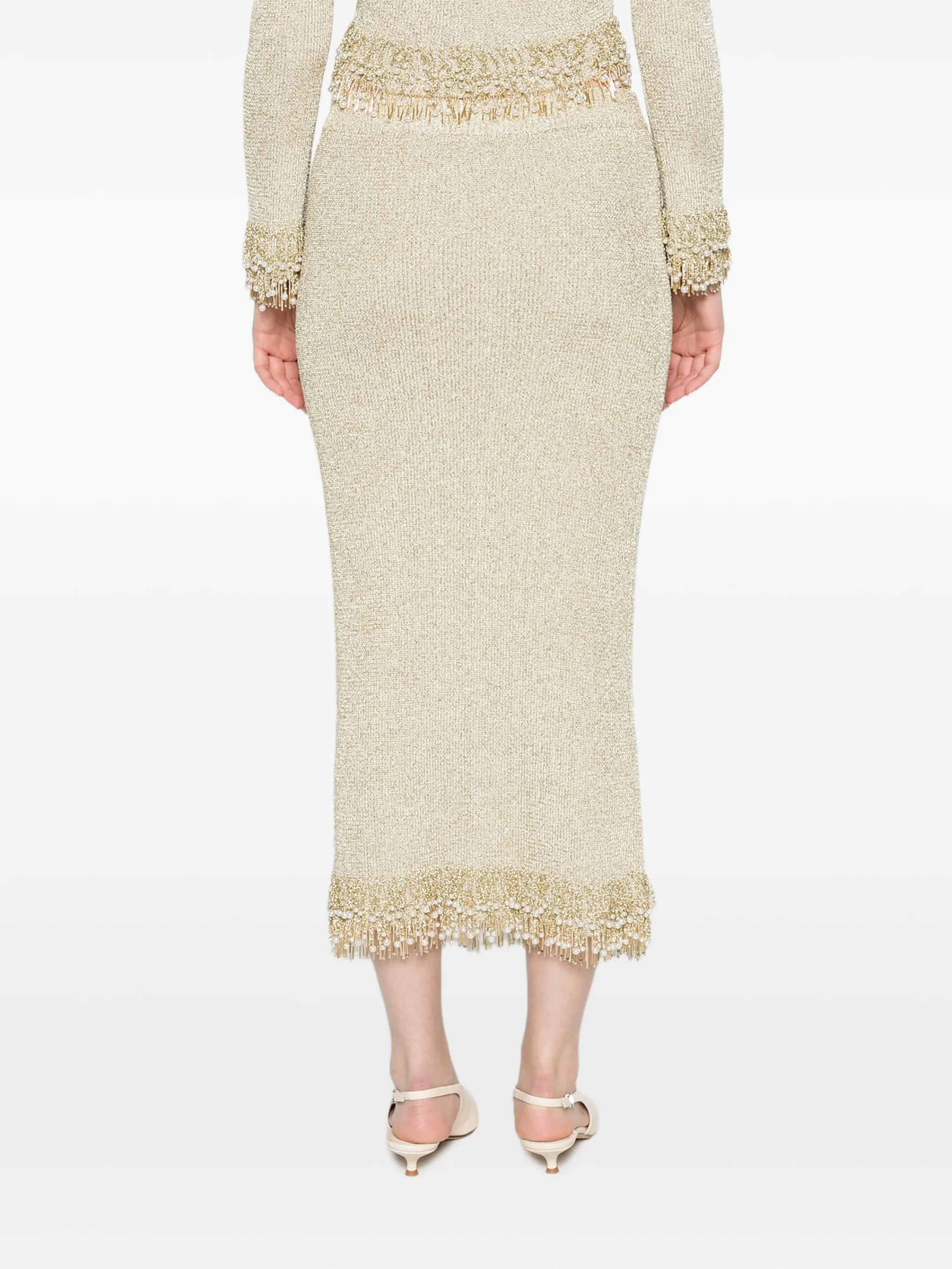 Zeni pearl fringe skirt