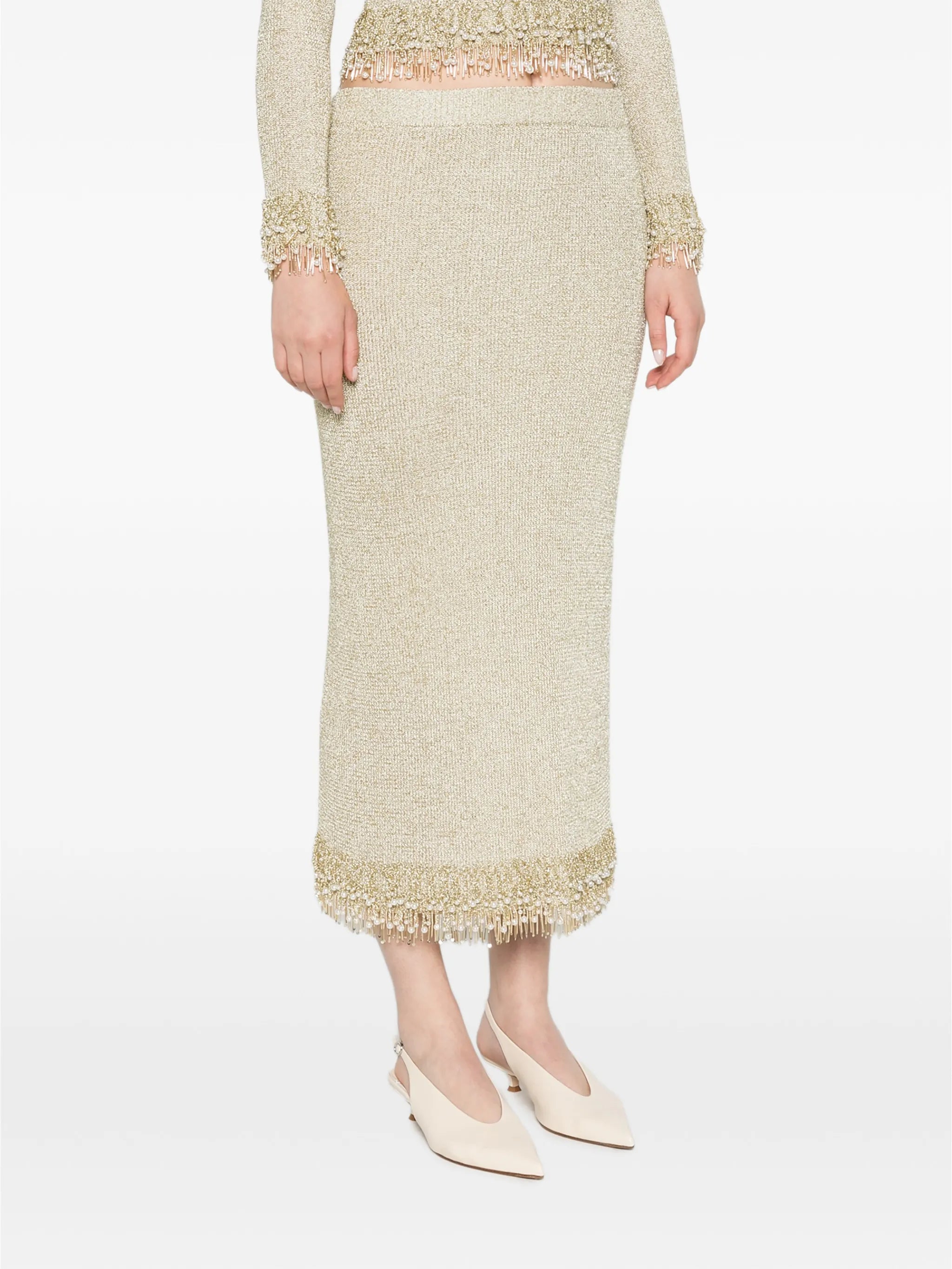 Zeni pearl fringe skirt