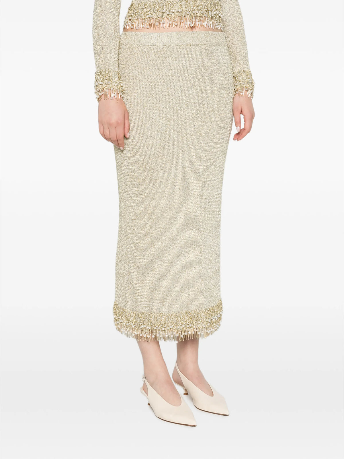 Zeni pearl fringe skirt