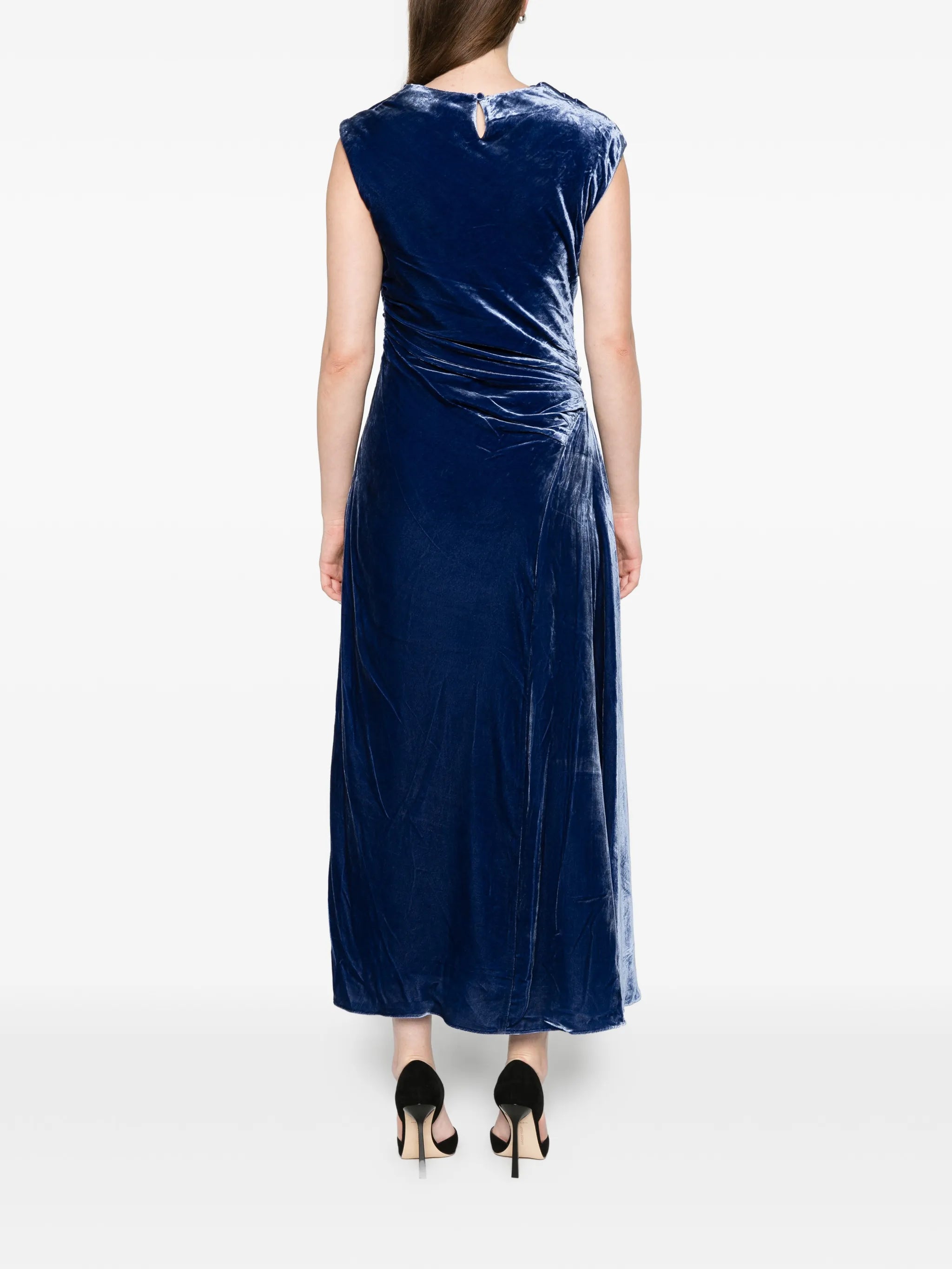 Burke draped velvet midi dress
