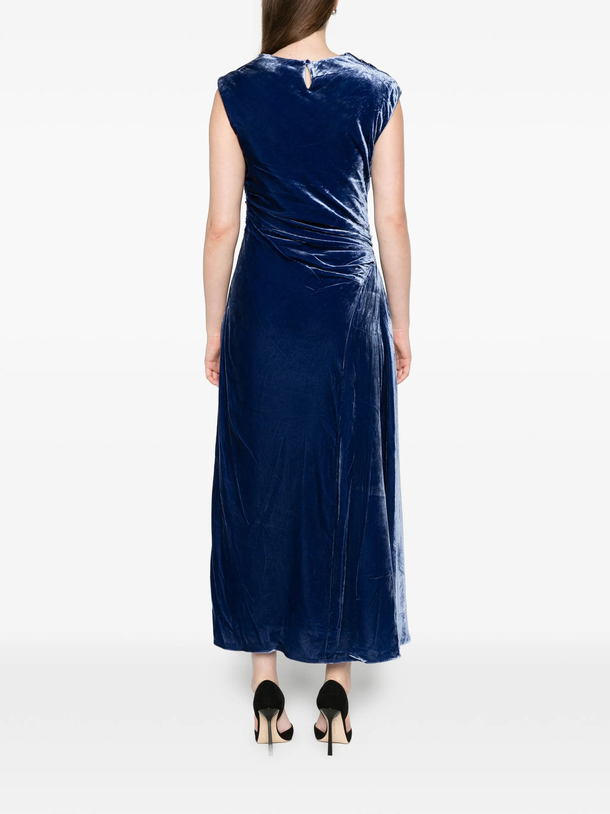 Burke draped velvet midi dress