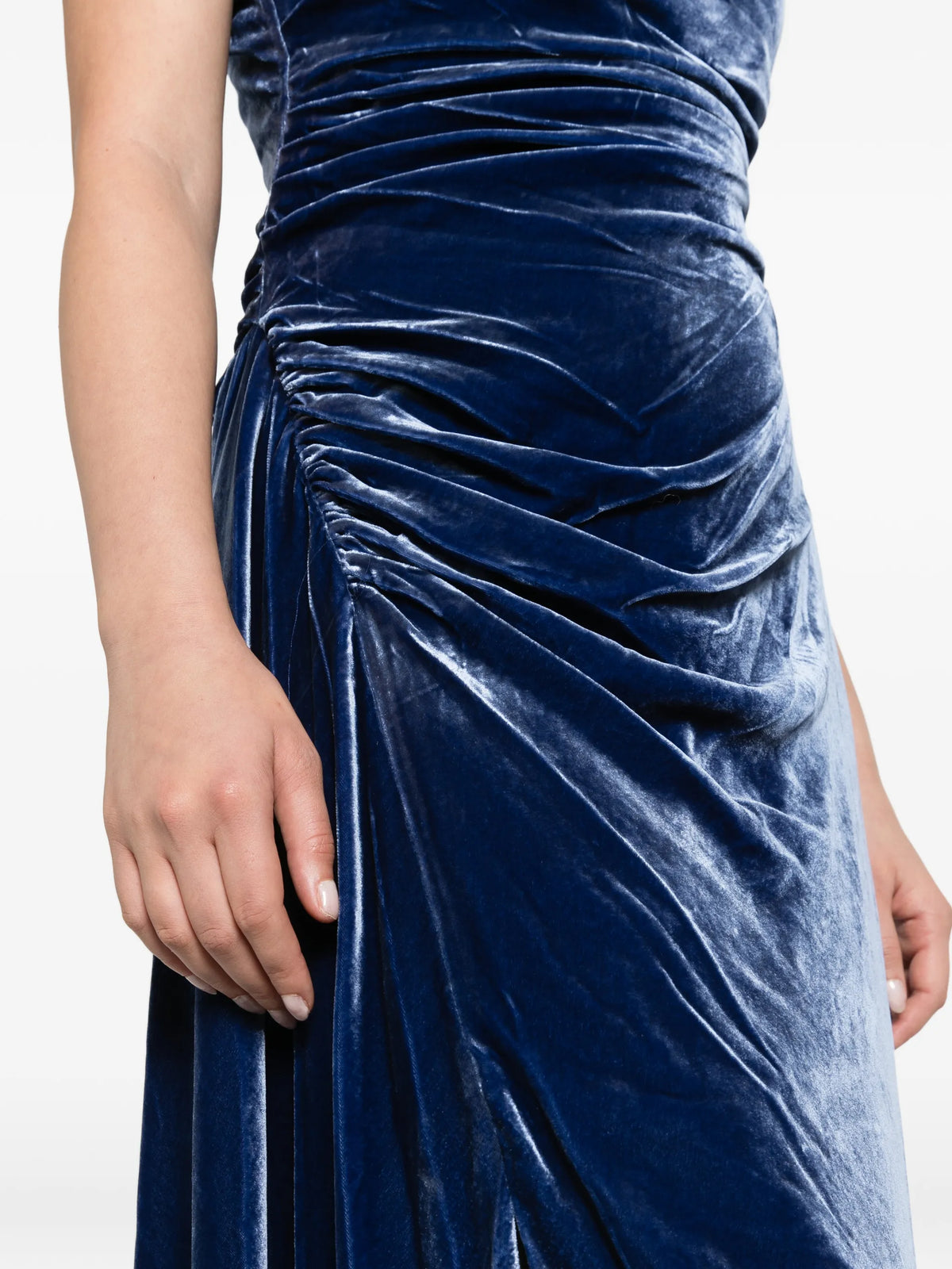 Burke draped velvet midi dress