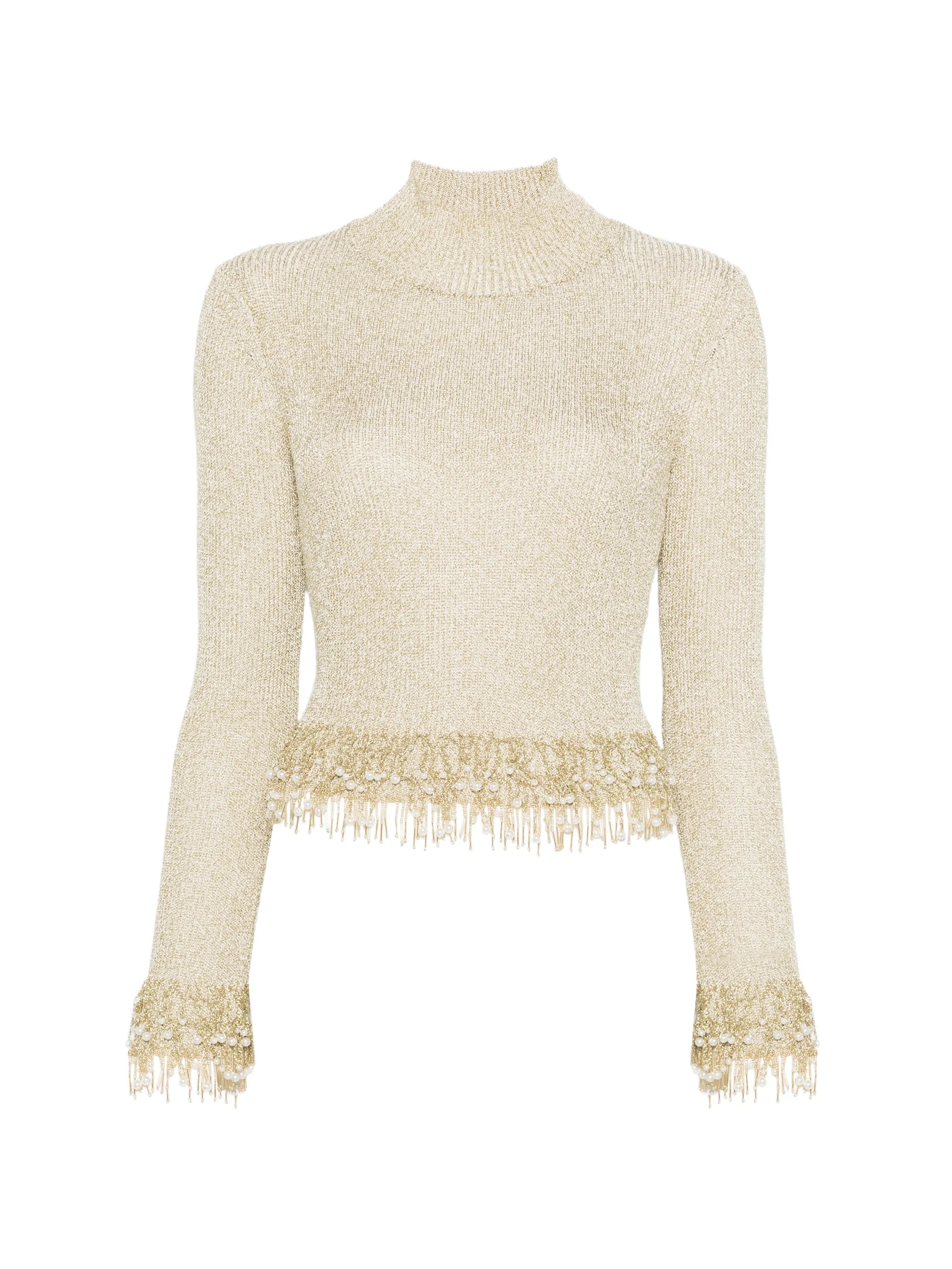 Tali pearl fringe top