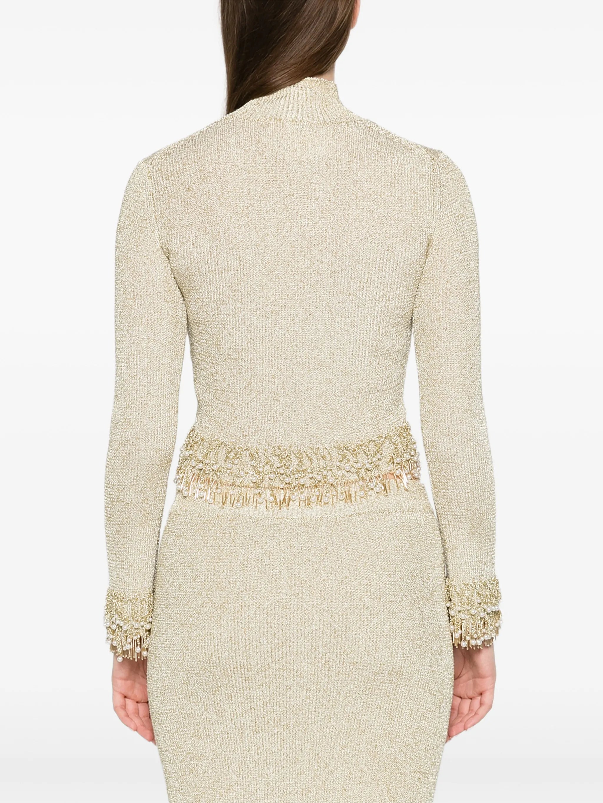Tali pearl fringe top