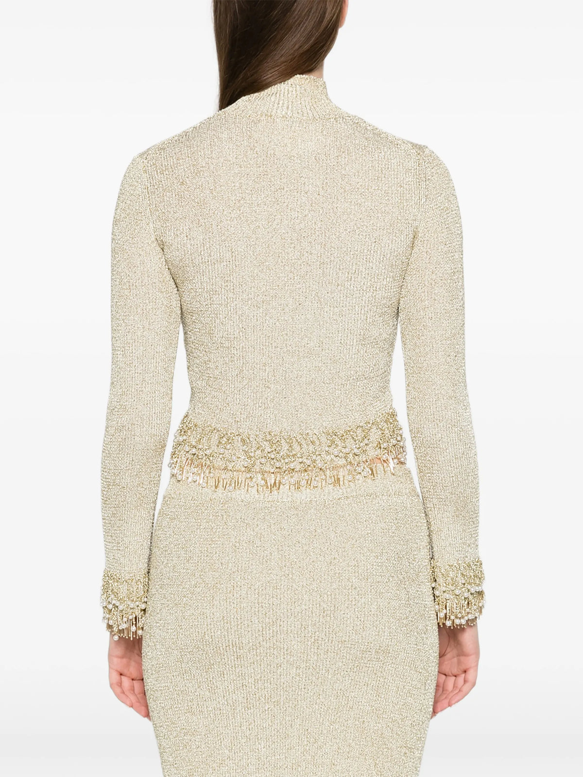 Tali pearl fringe top