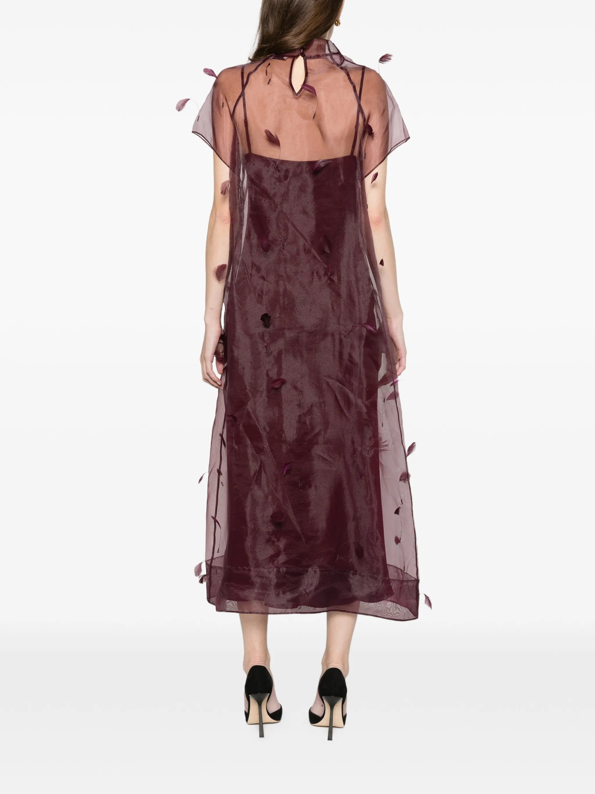 Pauline organza feather midi dress