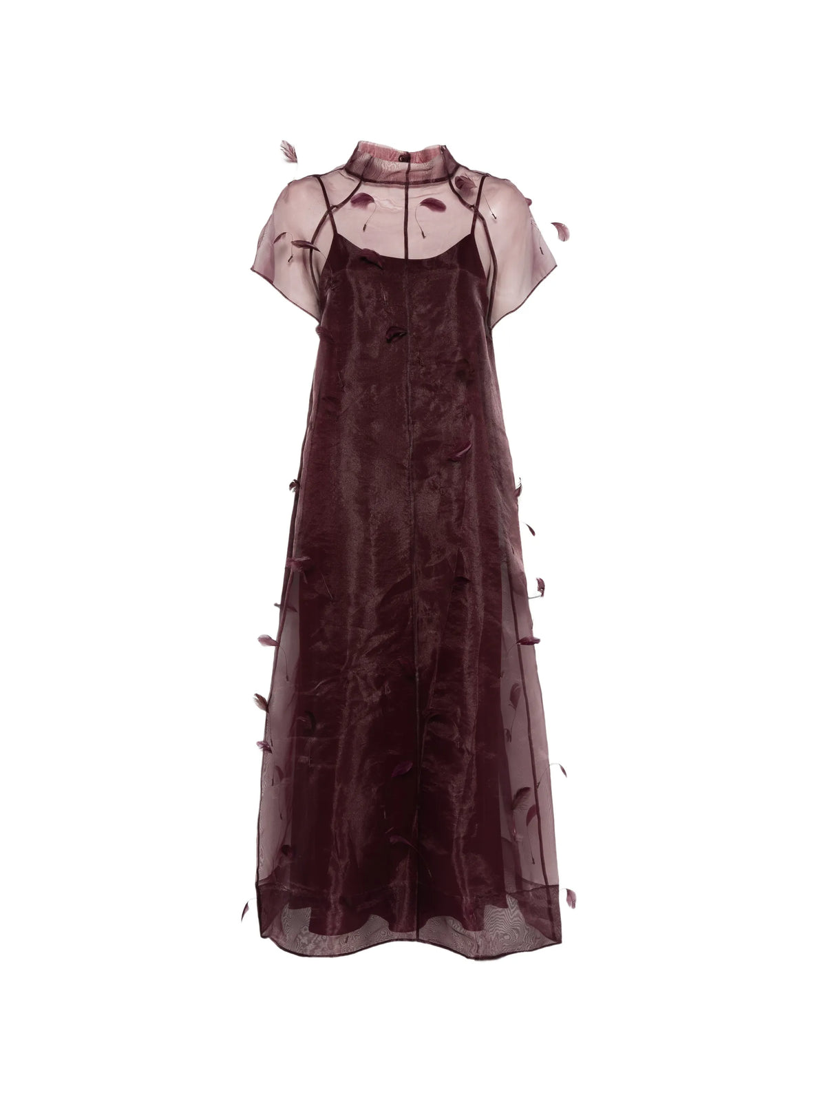 Pauline organza feather midi dress