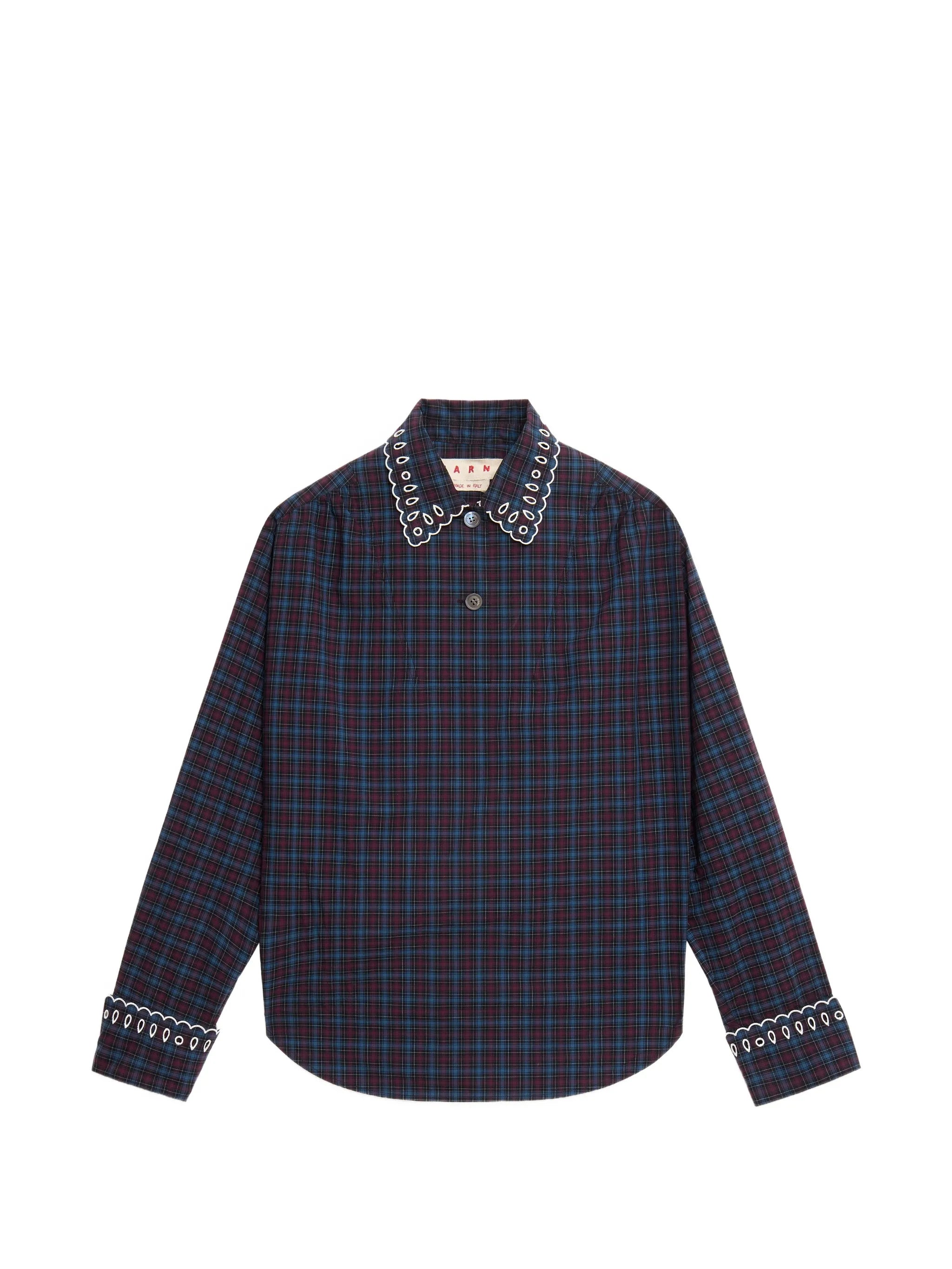 plaid broderie anglaise shirt