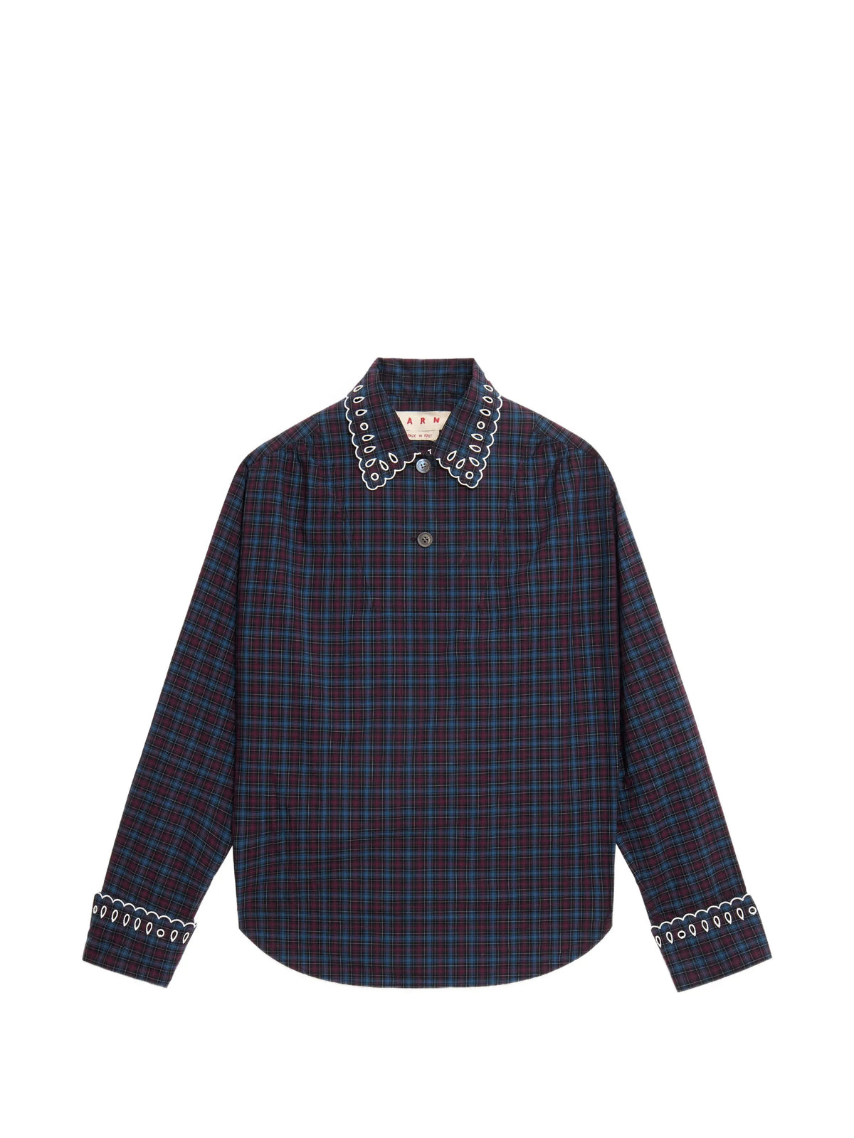 plaid broderie anglaise shirt