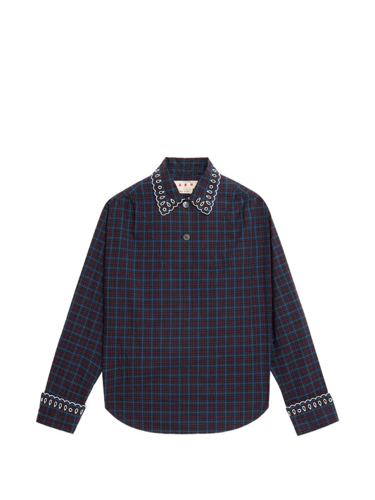 plaid broderie anglaise shirt