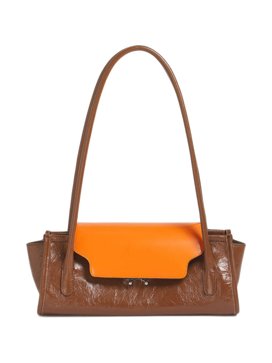brown and orange leather Trunkette bag