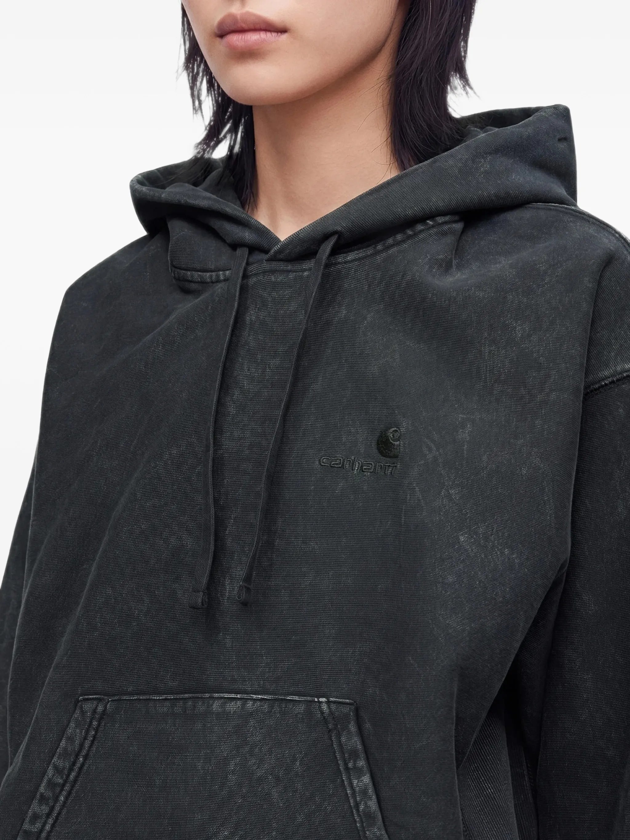 Lambert acid-wash logo-embroidered hoodie